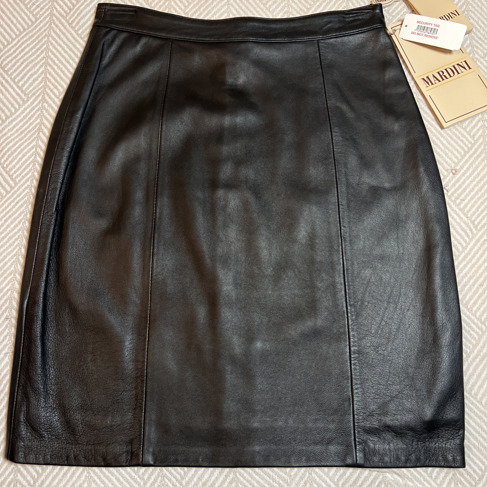 MARDINI Black REAL Leather Lined Pencil Skirt NWT Pinup Retro Goth Vintage