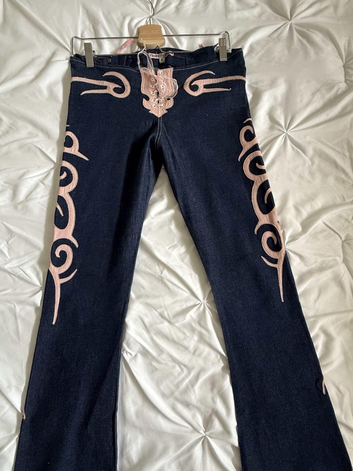 Vintage Electric Barbarella, Pink Tribal Cut Out Jean