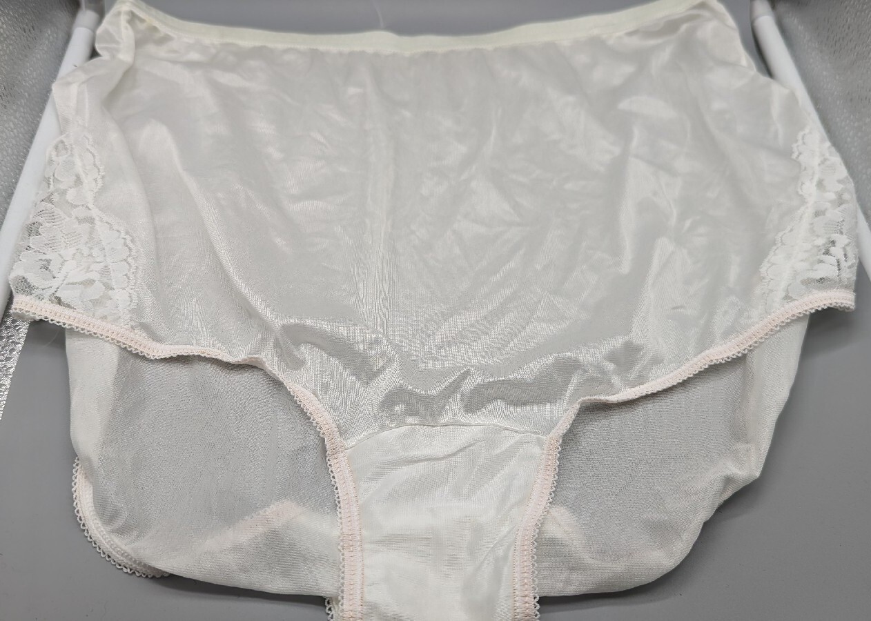 Vintage Vanity Fair 100% Nylon Sheer Lace White Granny Sissy Panties Sz 8/46