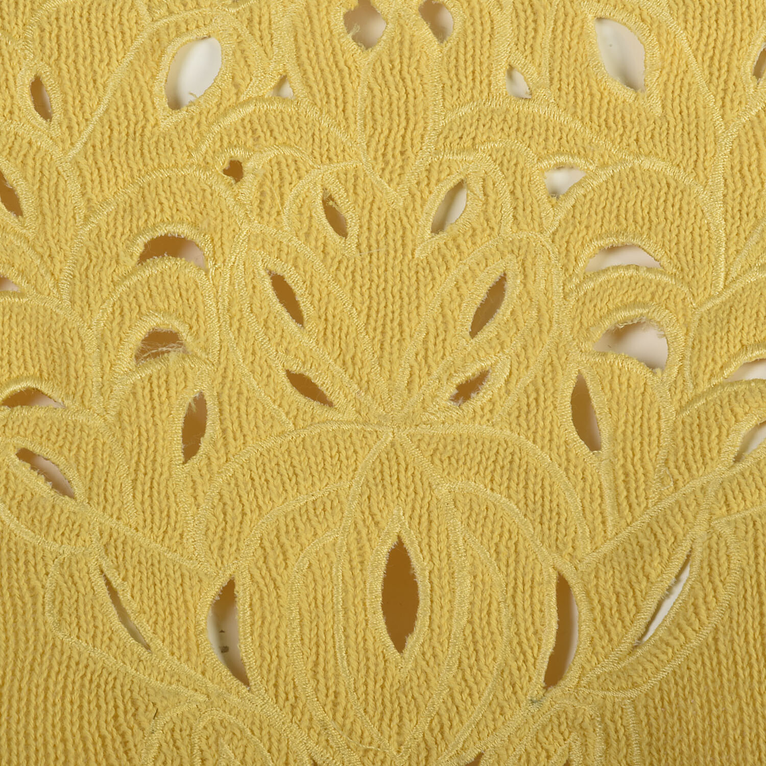 XL-XXL 1970s Yellow Sweater Cutout Embroidered Soft Lightweight Long Sleeve Midi