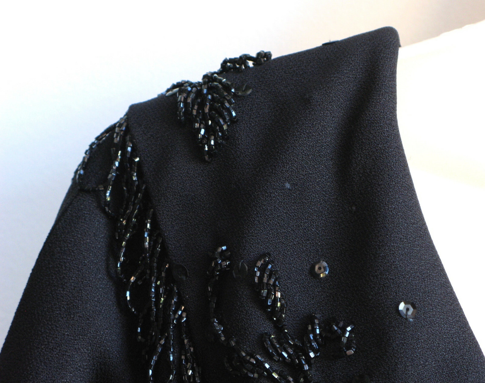 Vtg Elissa of California Dress, Boat Neck, Beaded, Black, Altered, Needs Repair
