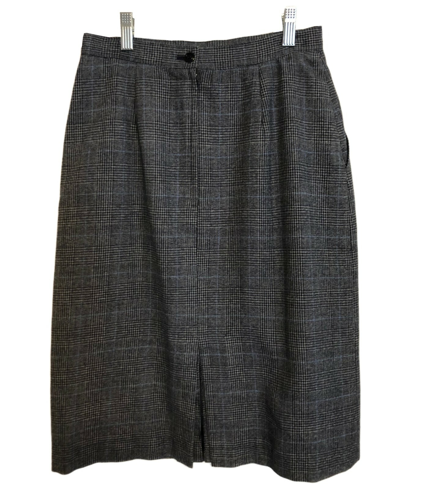 vtg CRISTINA’s Blue Plaid Skirt Suit Sz 6 Cropped Jacket Career 2-Piece EUC
