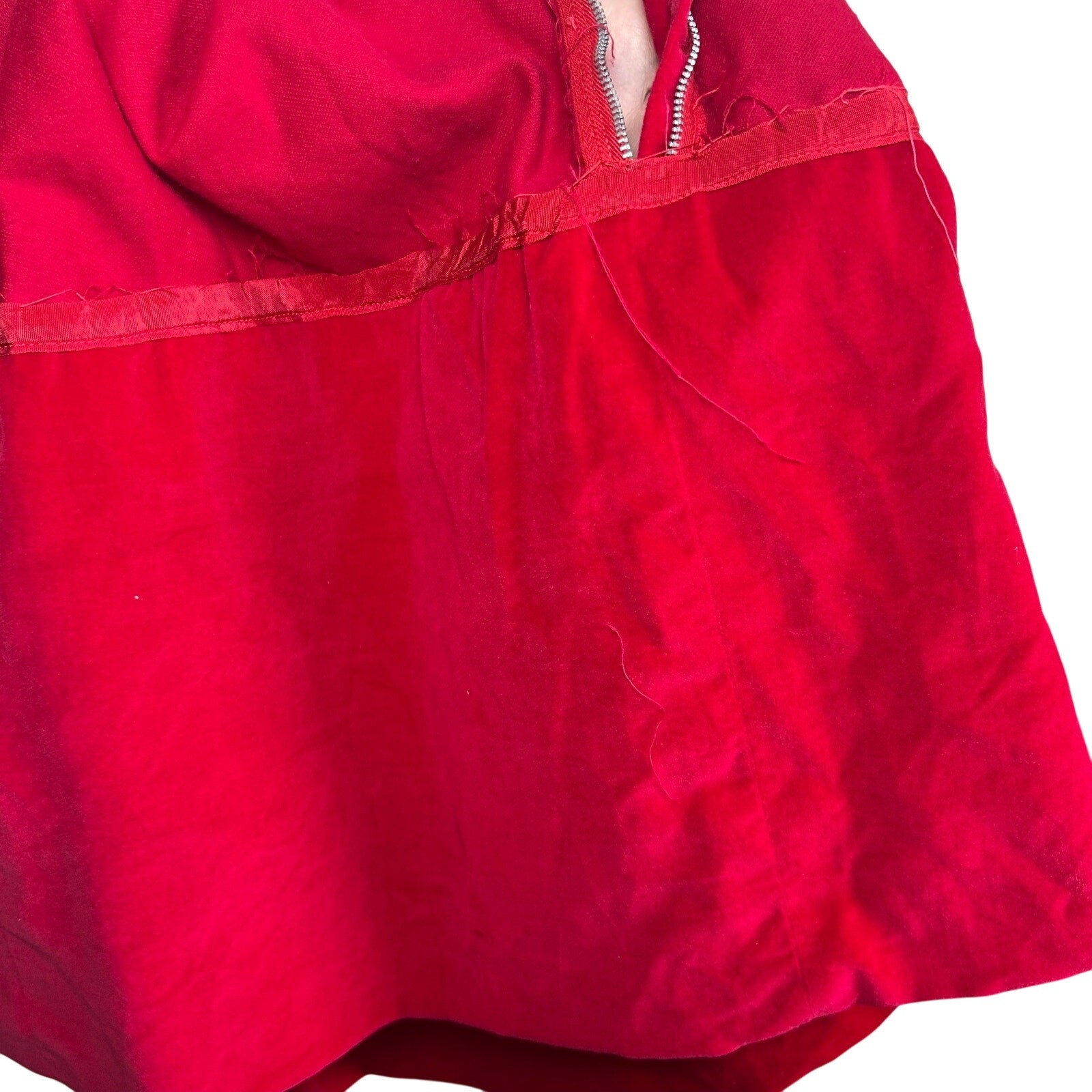 VTG 60s Red Velvet Mini Dress S Keyhole Bespoke Babydoll Glam Twee Retro Mad Men
