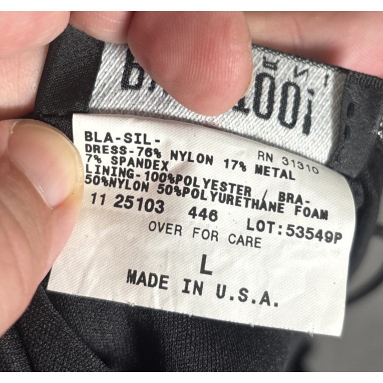 Byer Too California Vintage 90s Black Silver Metallic Shimmer Maxi Dress Fits S