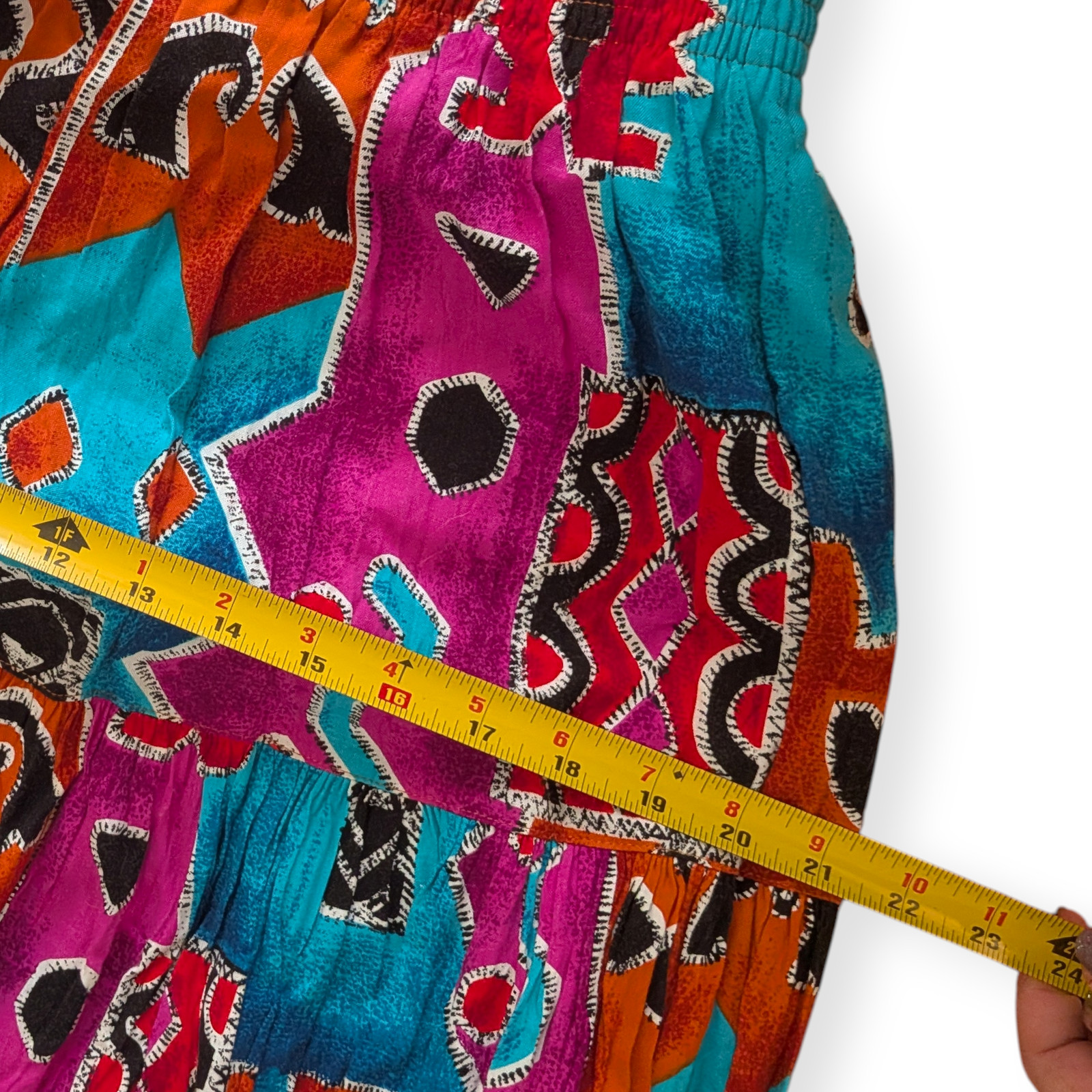 Vintage Pierre Cardin Southwestern Tiered Broom Skirt ~ red teal orange