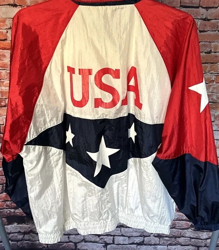 Vintage USA Olympics Full Zip Nylon Windbreaker Jacket Ladies Size 1X