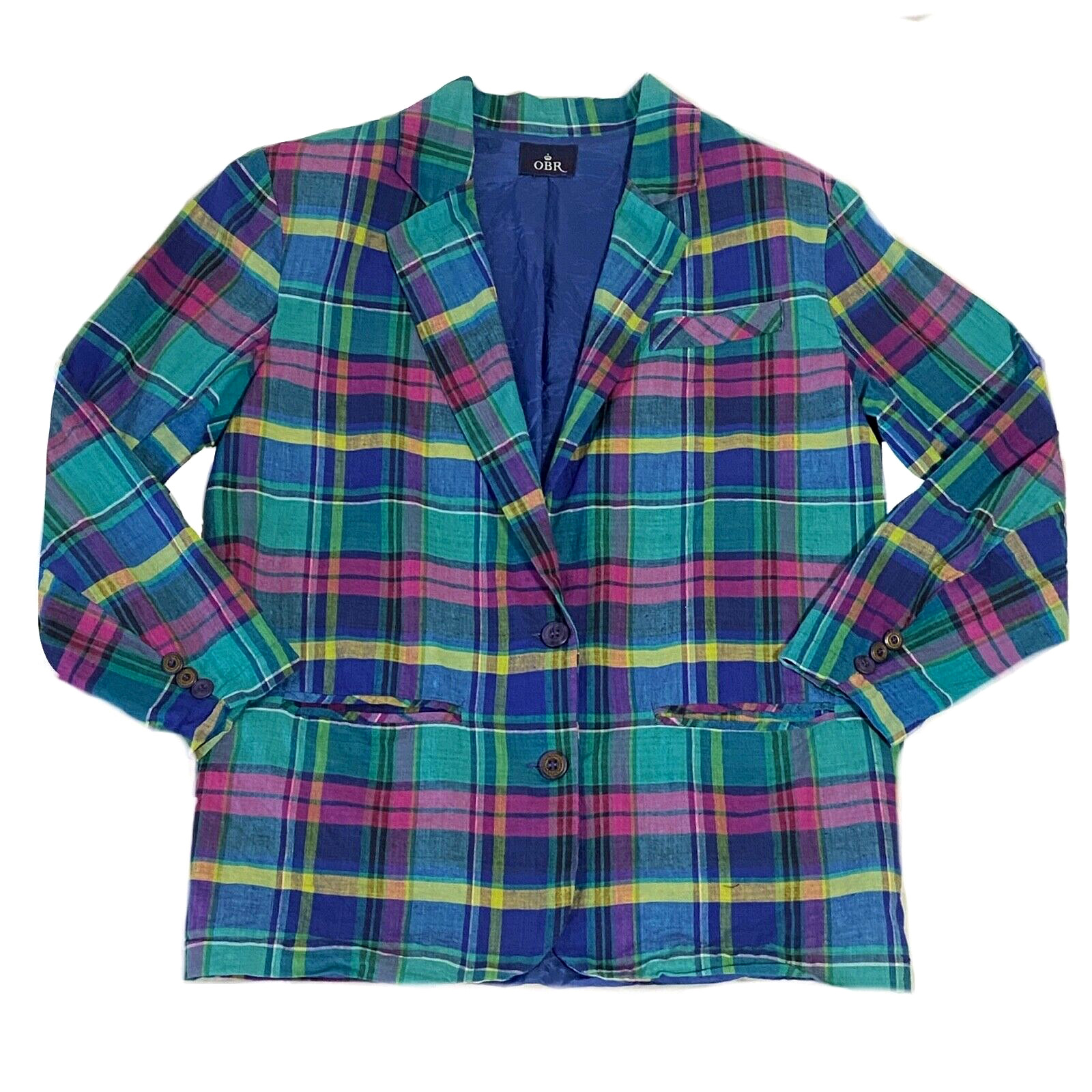 Vtg Plaid Jacket Blazer Chest 40in. Preppy Madres Sporty Academia OBR Summer d