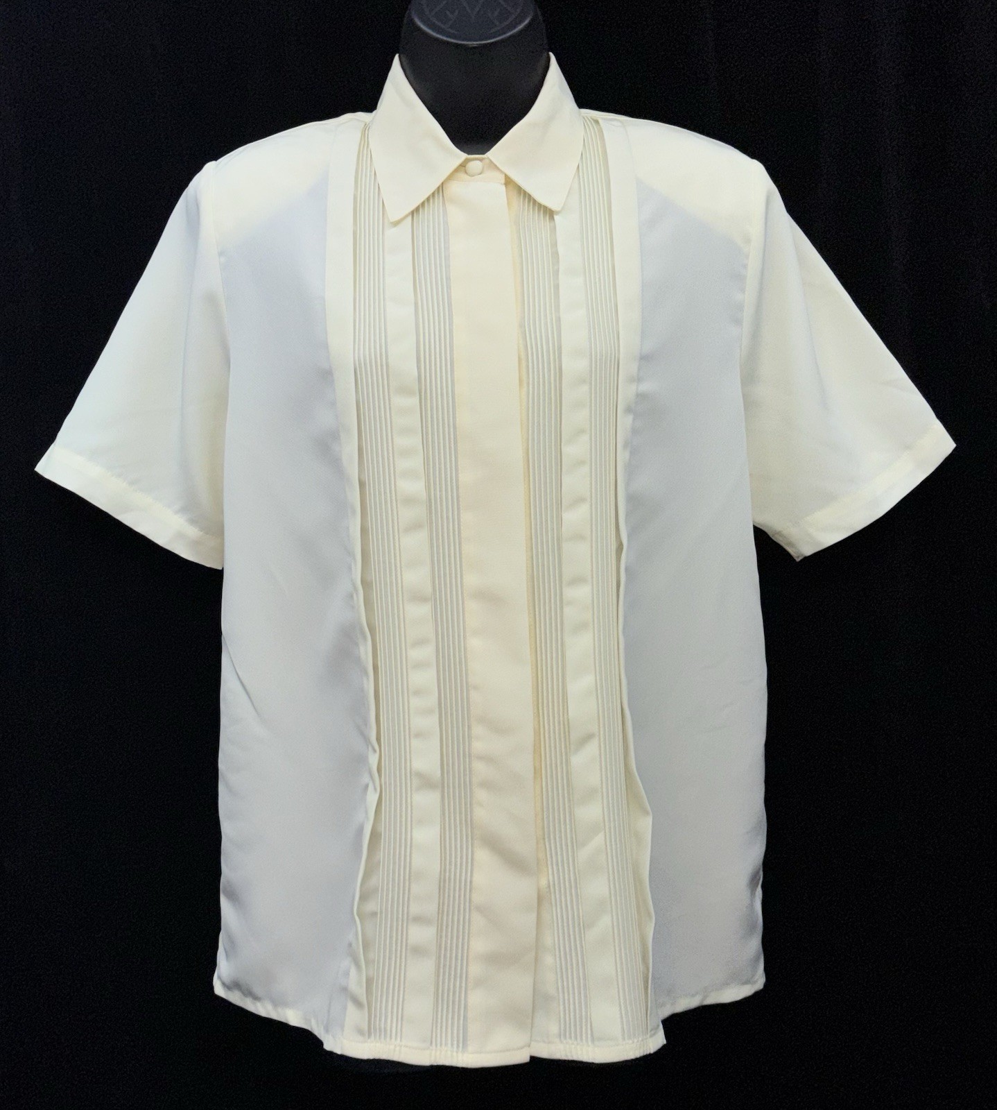 VTG Christie & Jill Women Size 4 Button Up Short Sleeve Collared Blouse Yellow