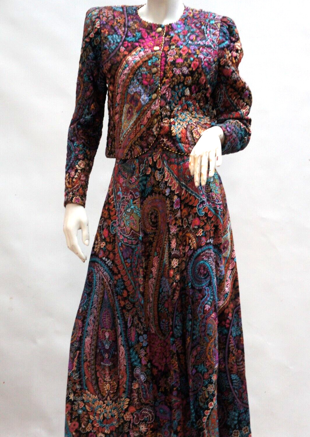 Vintage 80s Paisley Jacket and Skirt Set by Linda Hutley For Jeffrey & Dara