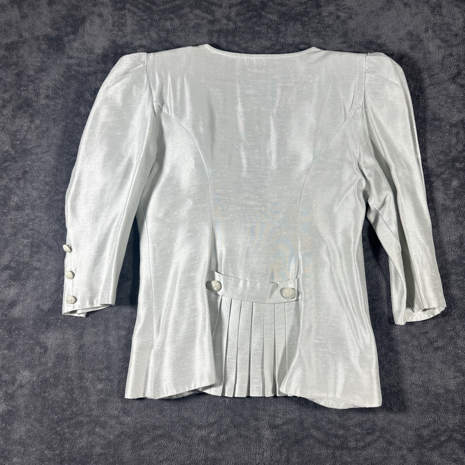 Vintage Evening Jacket Brocade SzM Cachet By Bari Protas Oyster Silk Blend 80s
