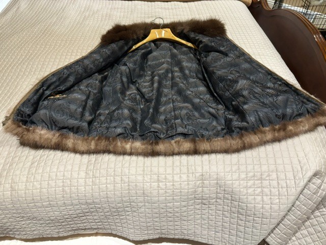 Vintage Genuine Mink Fur Stroller Jacket Brown Full Pelt 33” Medium Leonard Schw