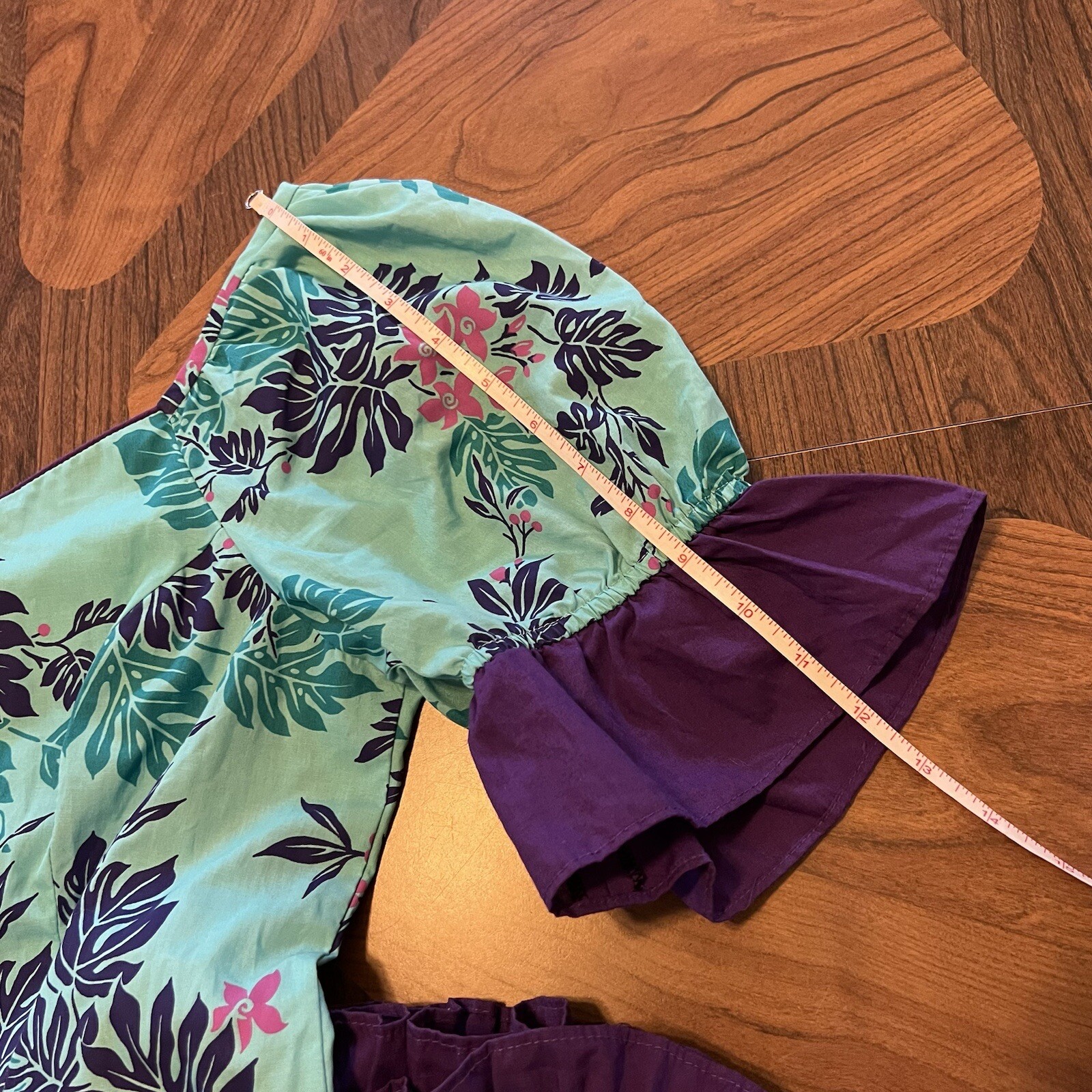 Vintage Naupaka Hawaii 1980s Ruffle Blue Purple Plant Monstera Tropical Womens 9