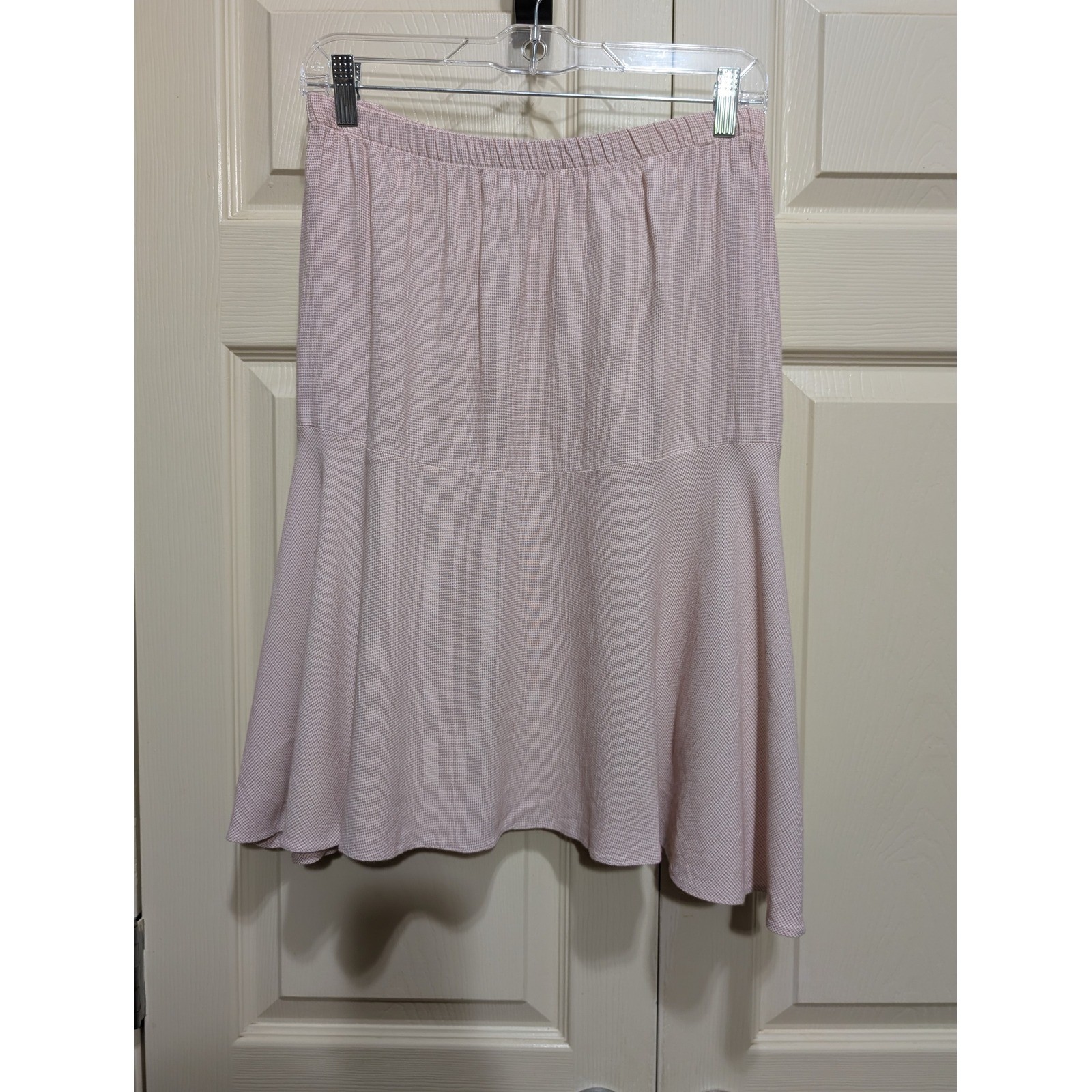 Vintage Boho Broomstick Skirt Pink Micro Check Flared Plus Size 22W Cottagecore