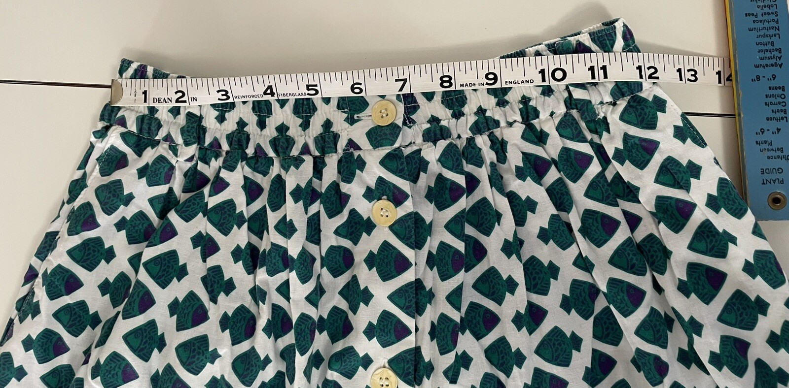 Vintage 80s~90s IKAT Style Fish Novelty Print Midi Hippie Summer Skirt sm/med