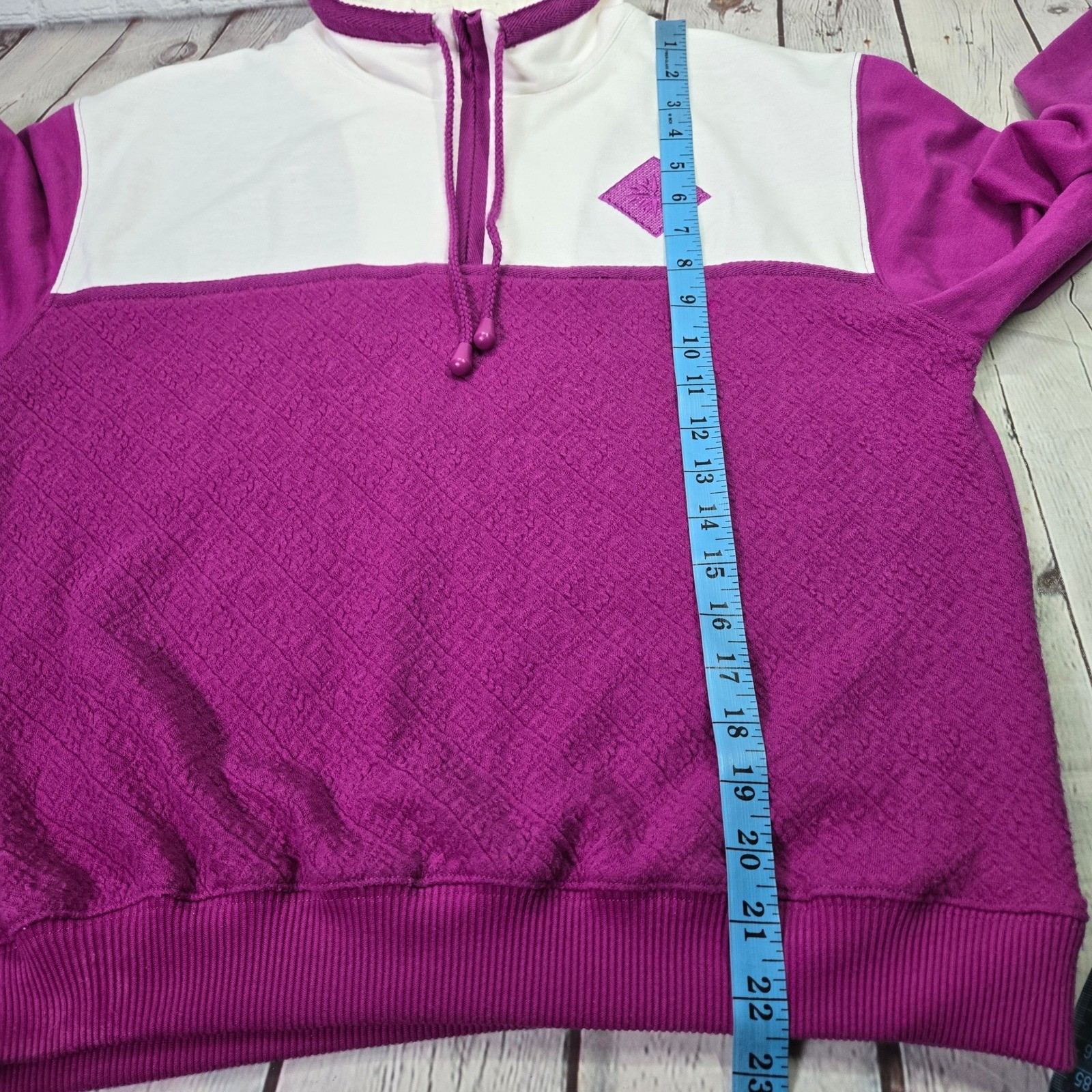 Blast Petites Vintage 90s Colorblock Quarter Zip Pullover Magenta White Small