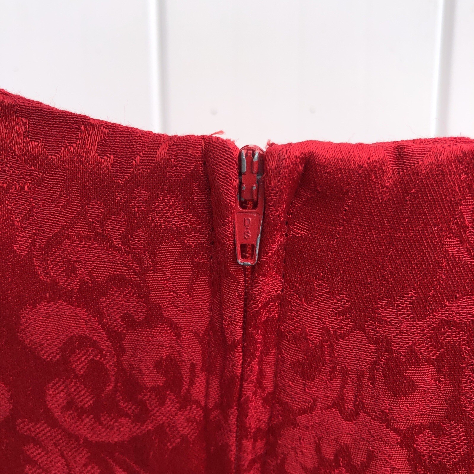 Vintage K.C. Spencer Short Sleeve Dress Red Maxi Floral Tie Gown Christmas 8