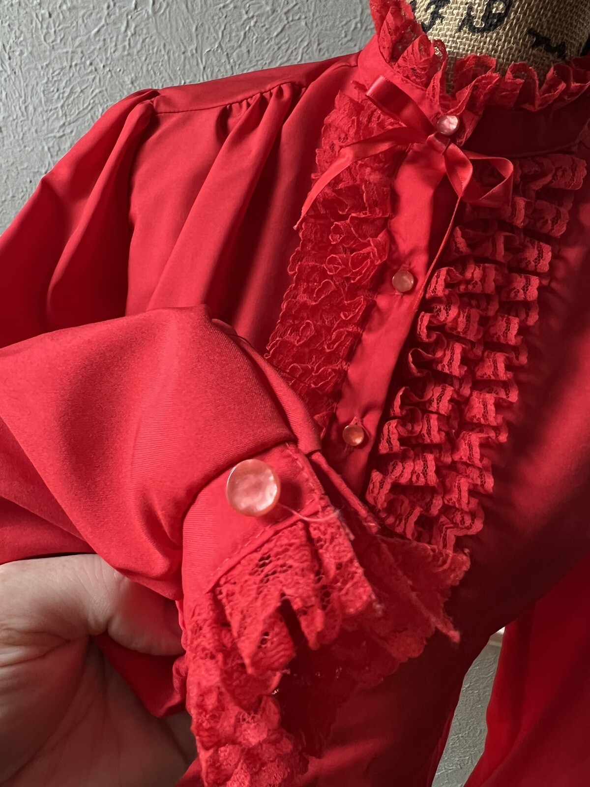 1970s Vintage Lipstick Red Ruffled 1980s 70s 80s Retro Dolly M Geek Secretary