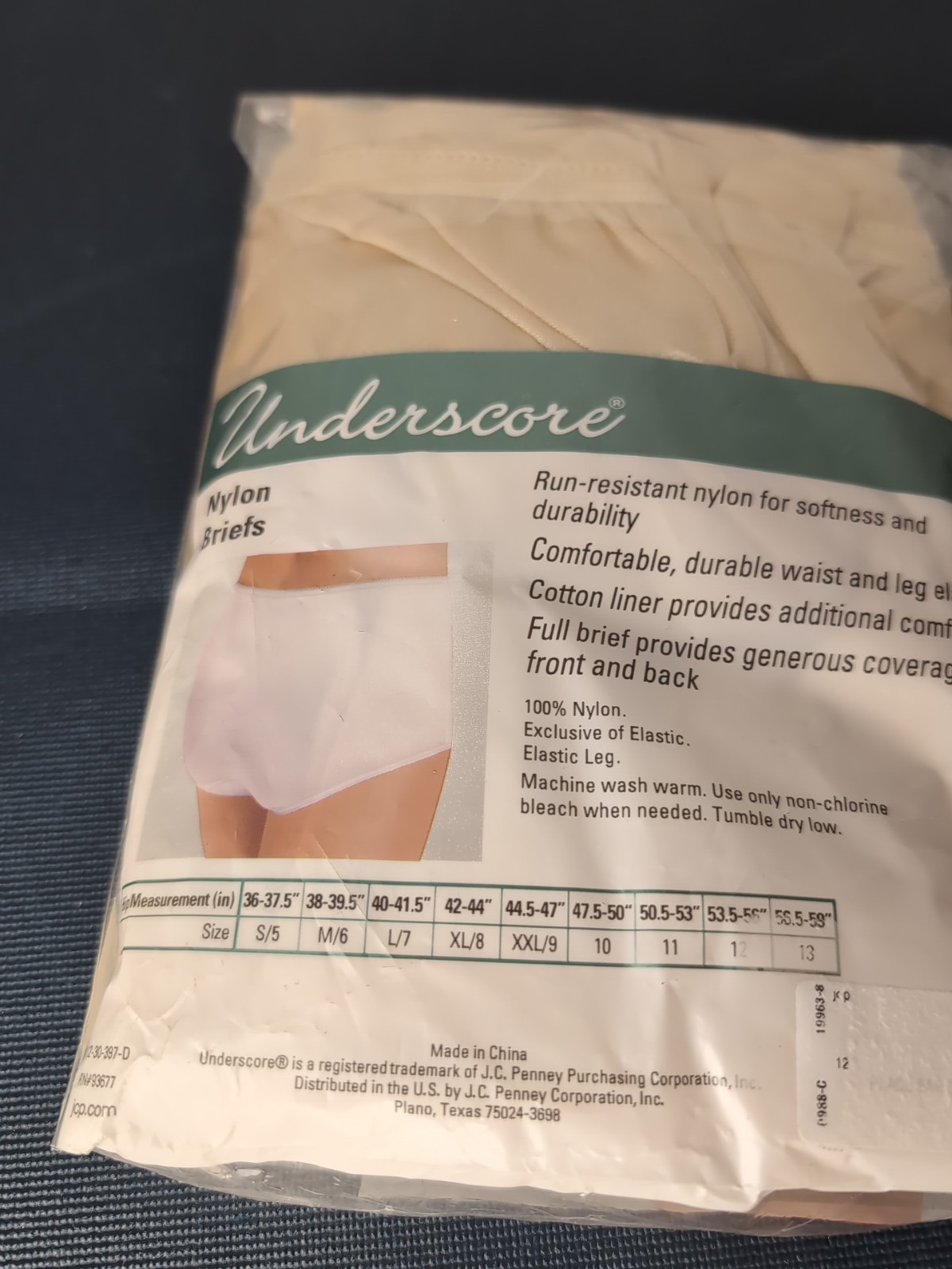 VTG JCPenney Underscore Nylon Briefs Women’s Sz 9 XXL 3 Pack Sealed Nude