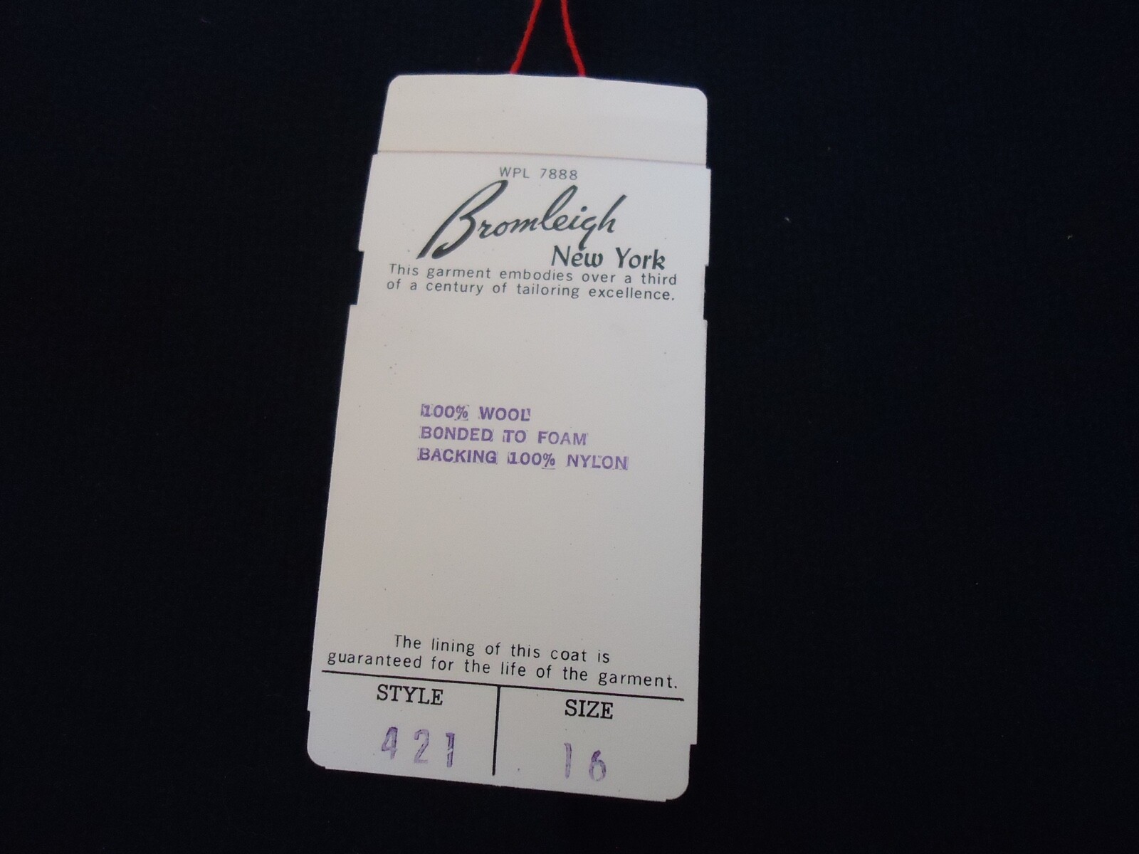 VTG COAT Fashioned by BROMLEIGH New York NEW NOS Navy Wool Lightweight sz16 USA