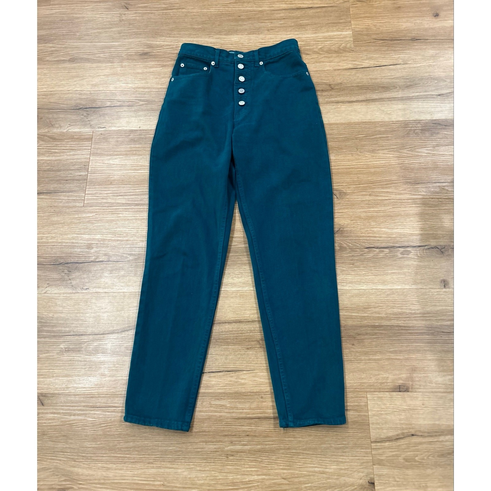 Vintage 90s Teal High Rise Button Fly Mom Jeans Boom Boom Women’s 28×29 ^