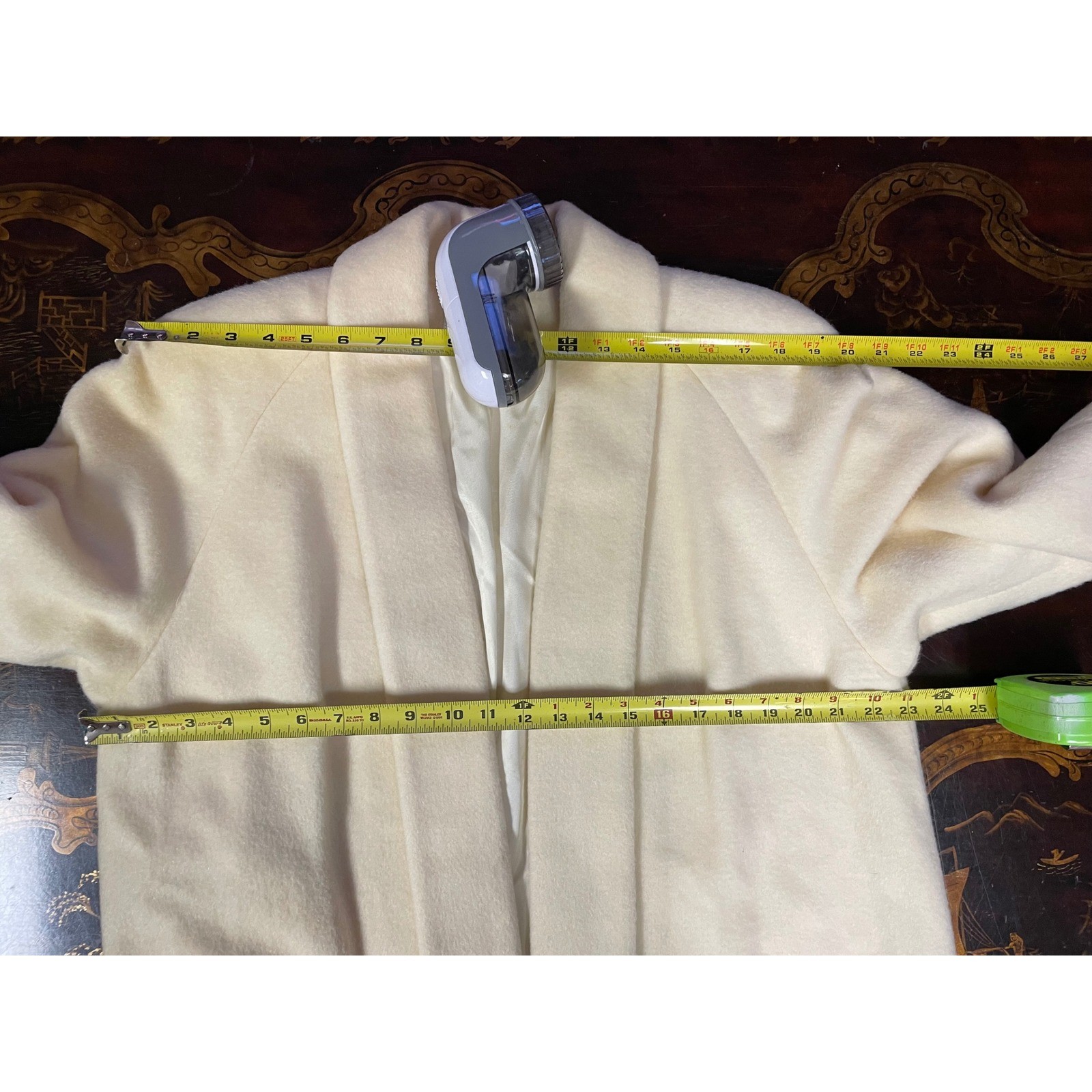 Vtg Forecaster Boston Ivory Wool Mohair Coat Shawl Collar Luxury Career USA 7/8