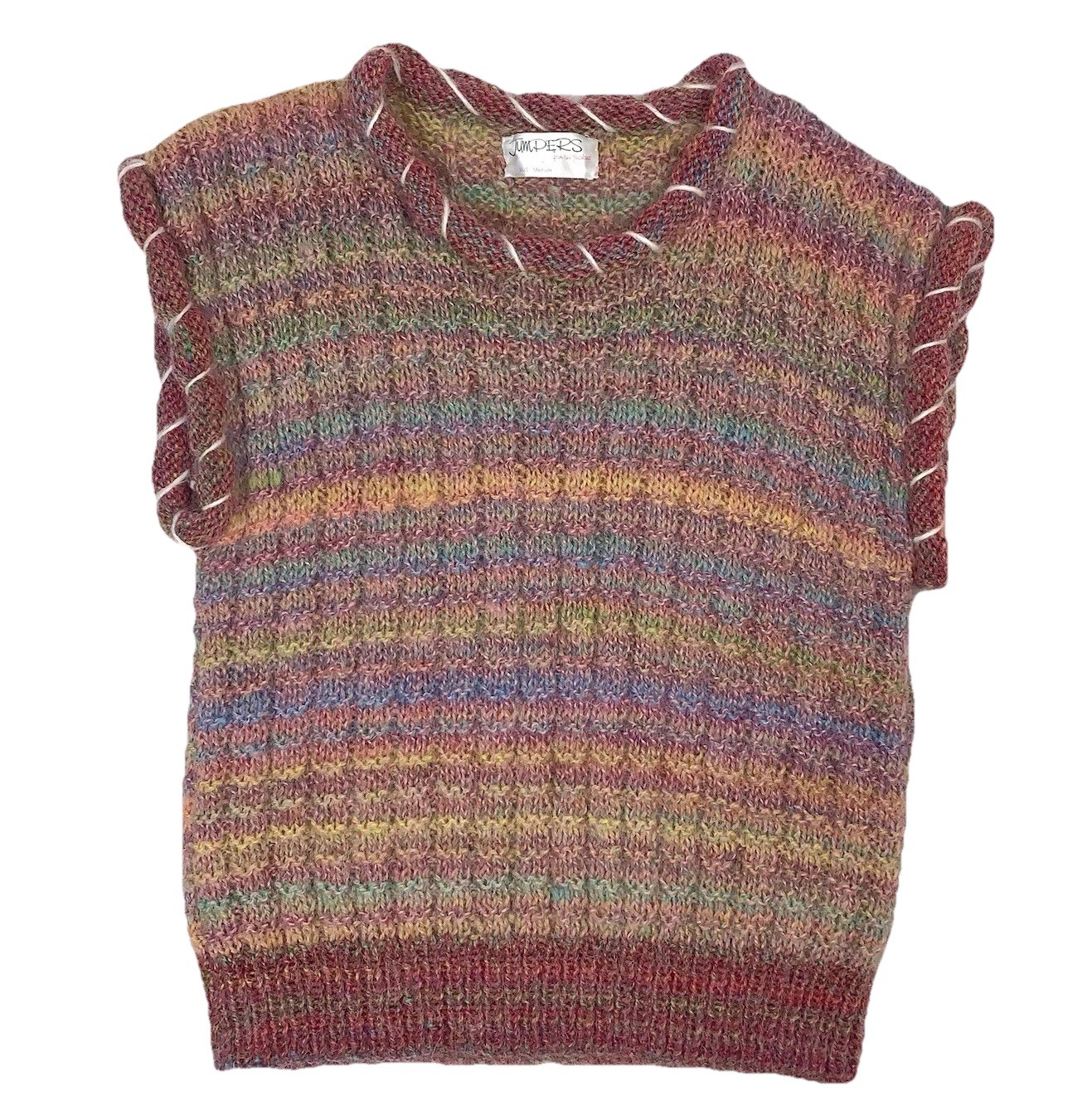Vintage Jumpers New Zealand Womens Wool Sweater Sz M 90s Hand Made Multi Color