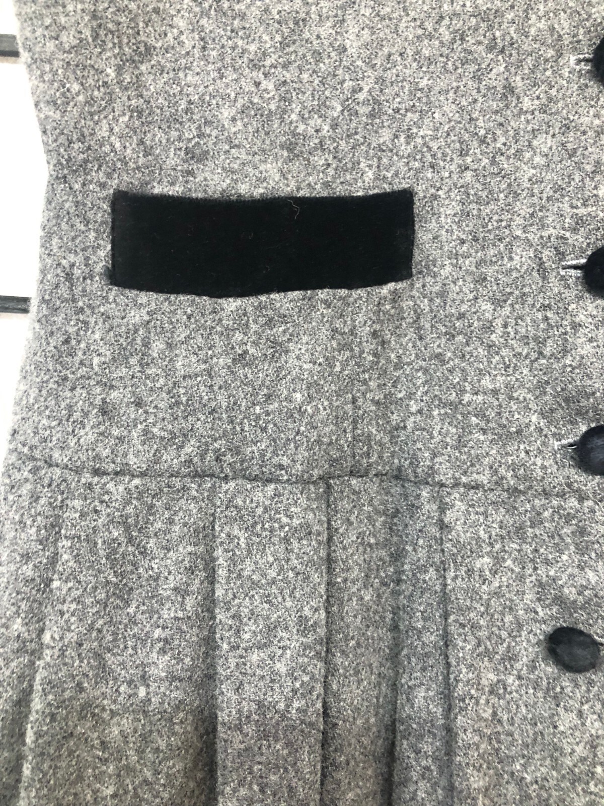 Vintage Gray Wool Jumper Vest Dress Velvet Accents Allen Solly Lolly Medium B2