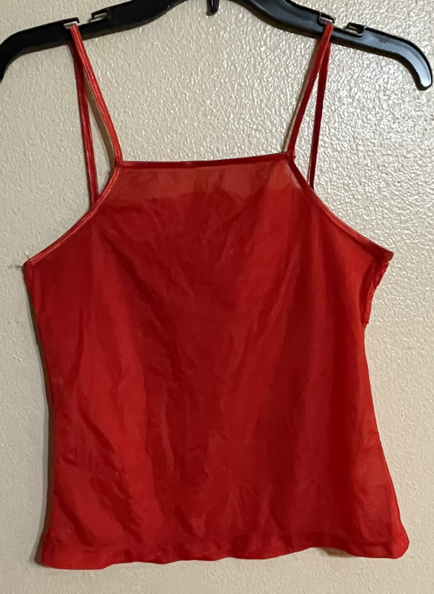 Jennifer Kelly JKS173 Red Lace Sheer L Cami Camisole Tank