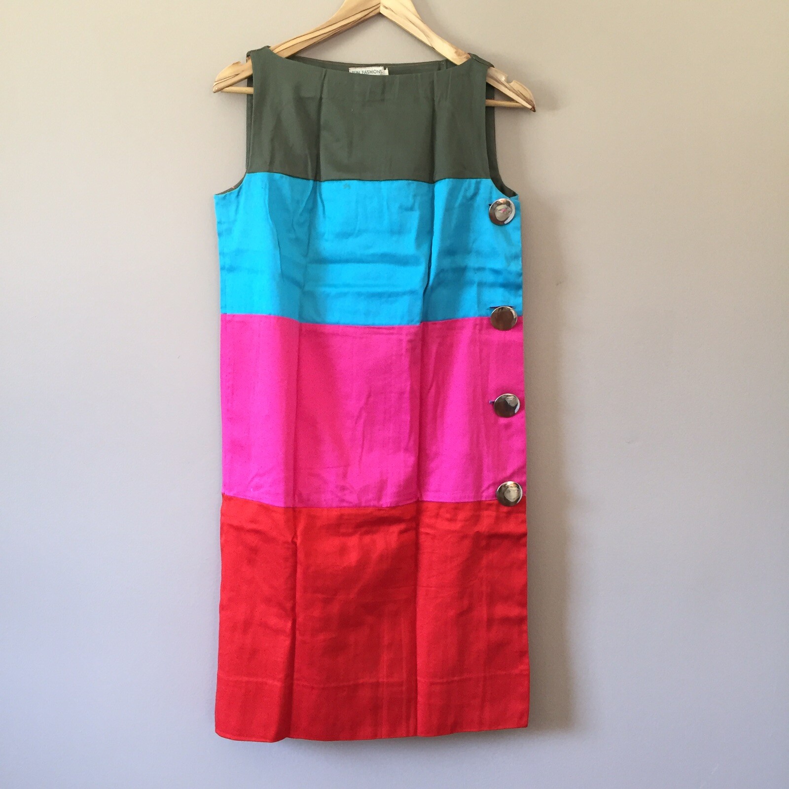 Vtg 60s 70s COLE of CALIFORNIA FUN FASHIONS dress Colorblock Jr Size 11/12