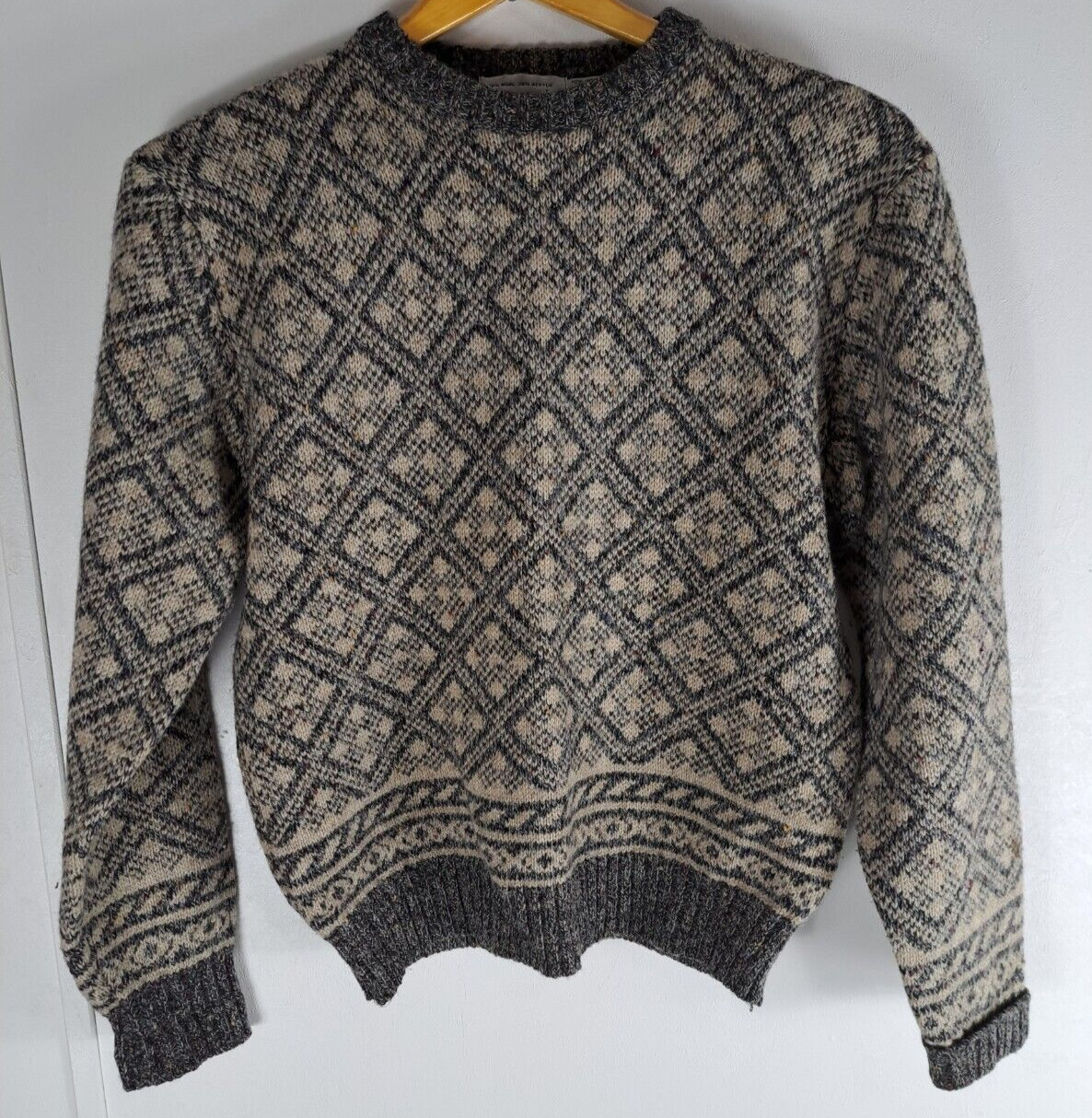 Women’s Vintage Sweater Diamond Argyle Wool Blend McGregor Brown Speckled M