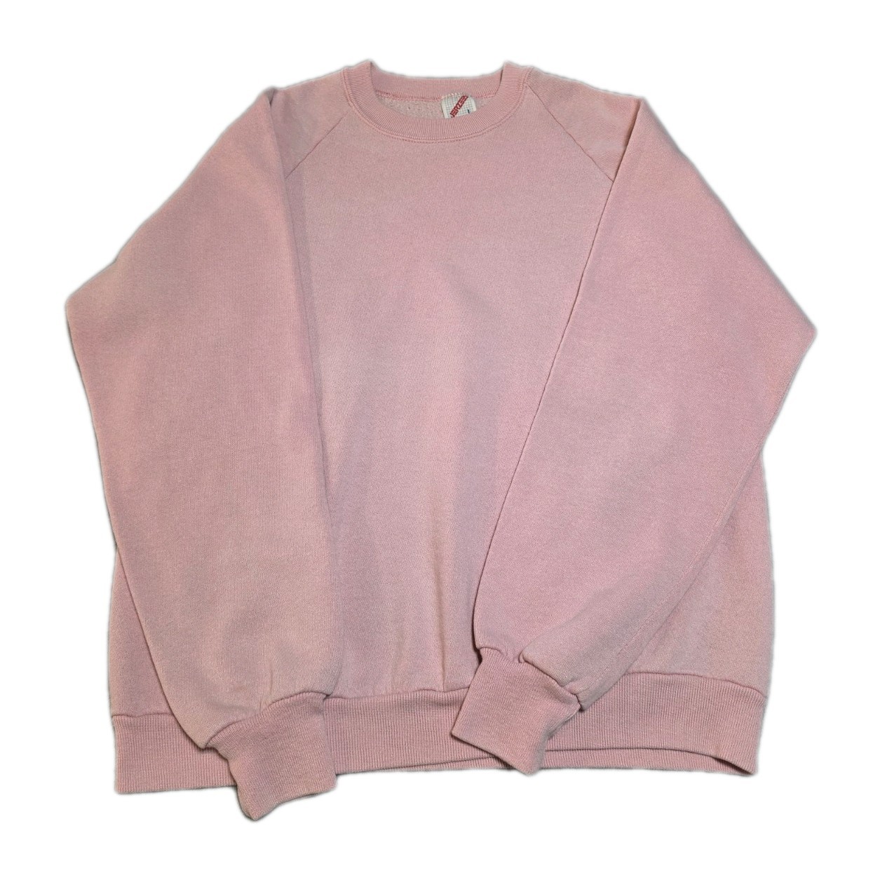 Vintage Jerzees Pink Long Sleeve Sweatshirt Made In USA Size Large Cotton Blend