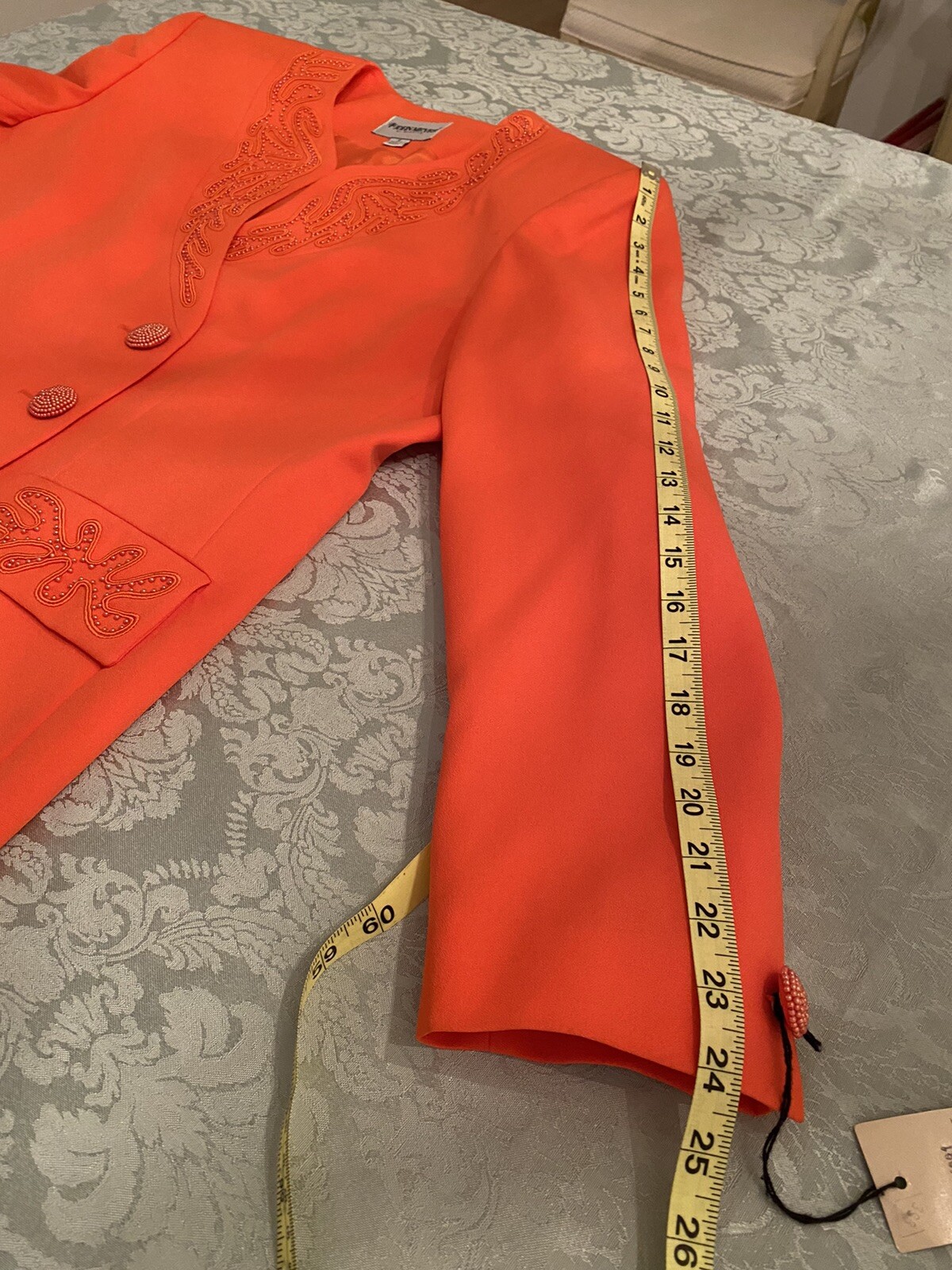 Vintage 80’s NWT Size 16 John Meyer of Norwich Salmon Blazer Jacket Beaded $169