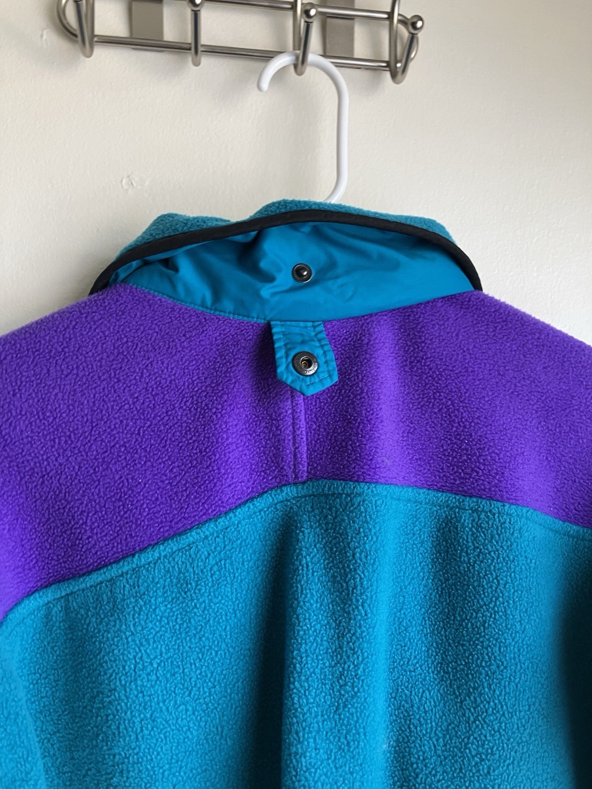 Columbia Sportswear Vintage Colorblock Fleece Jacket Teal Purple Womens 23” PTP