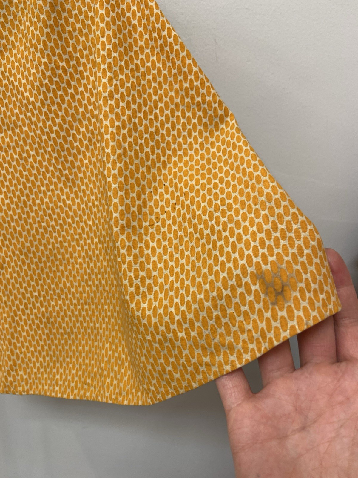 Victorian 1890s Antique Cape Orange Polka Dots over Beige Tan Brown Tied AS IS