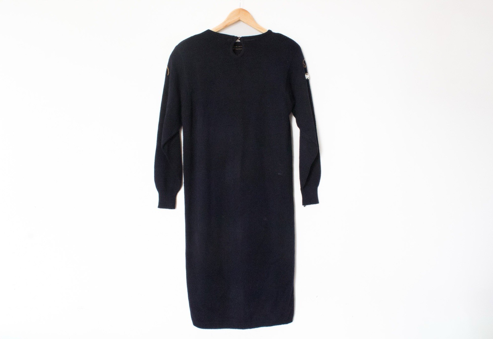 Darian | Vintage 80’s Black Jeweled Long Sleeved Sweater Dress | Size Medium