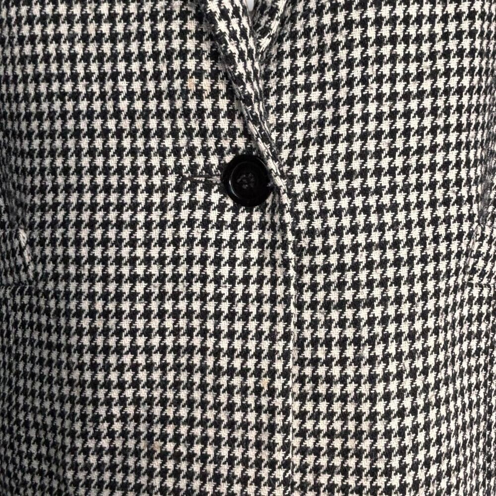 Vintage 80s Dumas Black White Houndstooth Wool Blazer USA Union Made Medium