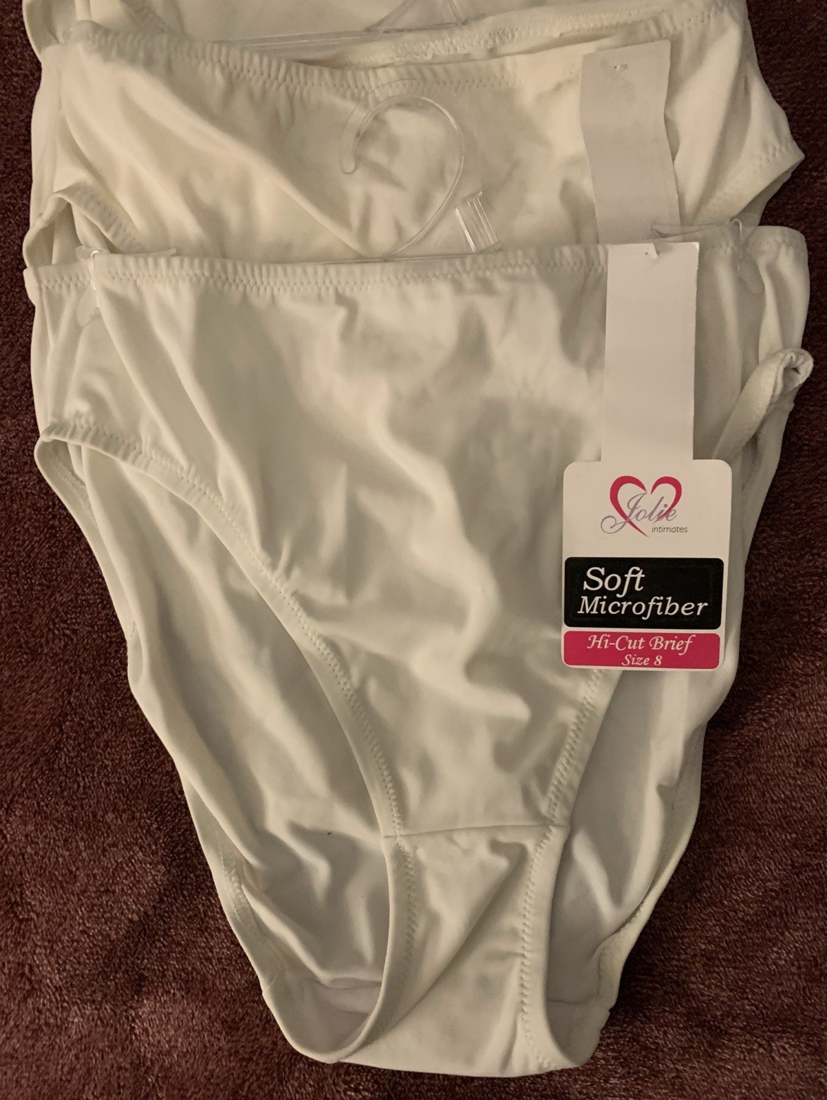 Lot Of 5 Vtg Jolie Intimates Hi Cut Brief Panties White Microfiber Stretch Sz 8