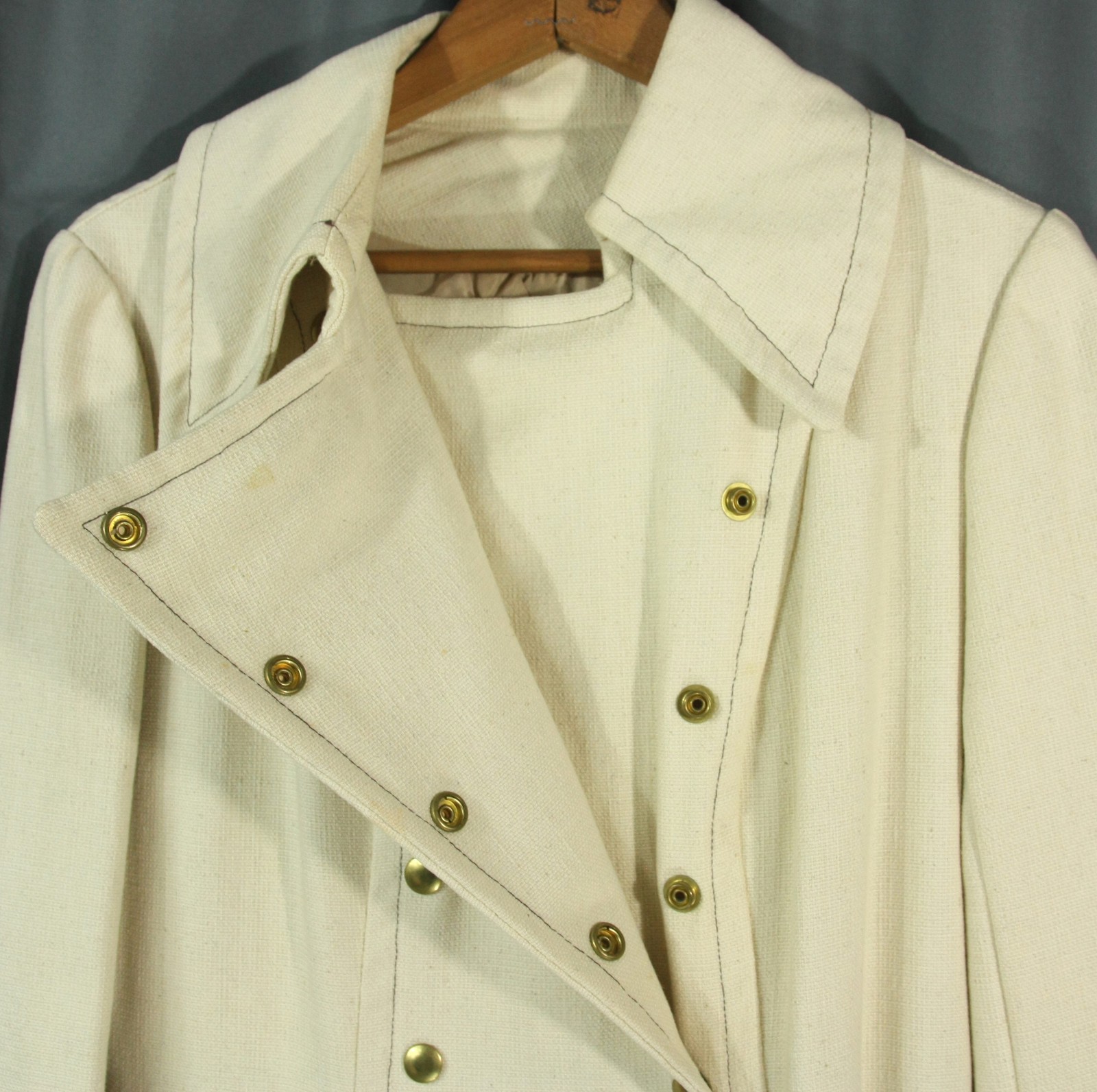 Vintage Francine Hillie Military Snap Front Overcoat Trench Maxi Coat S M 1970s