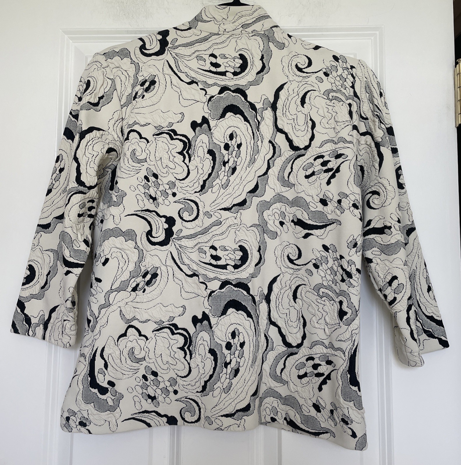 Vtg Me Me Black Jacquard Paisley Set Size M 3/4 Sleeve Jacket Sleeveless Top