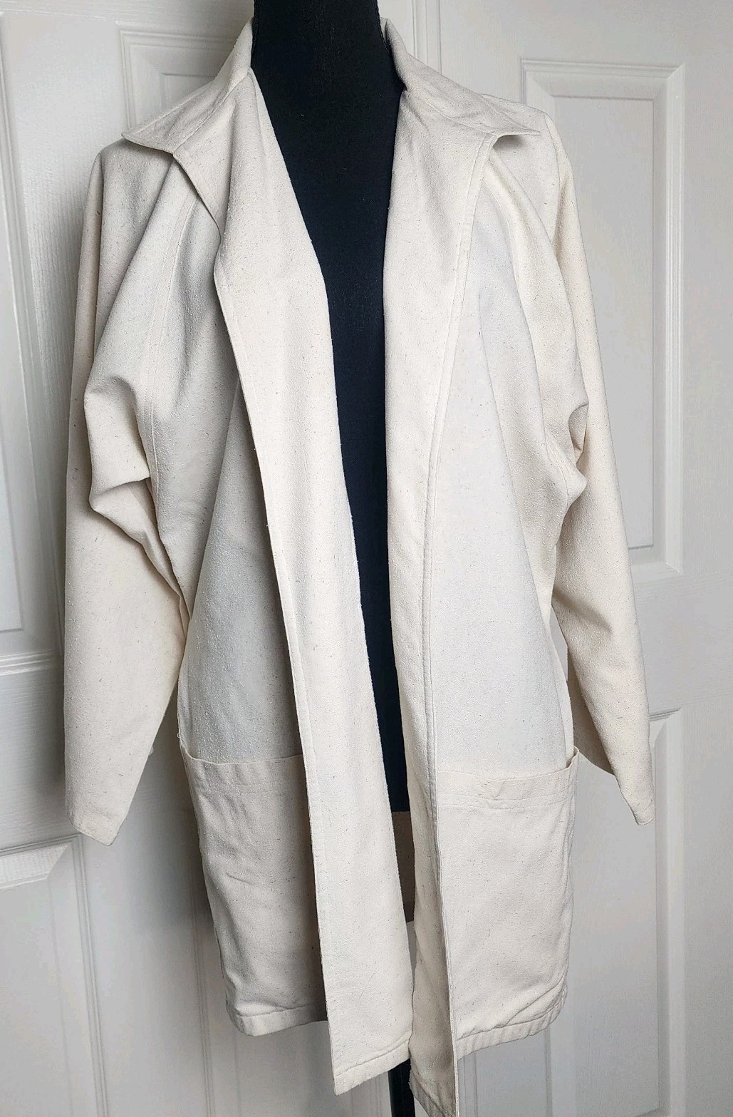 Vintage Naturelle George Georgiou Raw Silk Cardigan Cream XS Coat Lagenlook