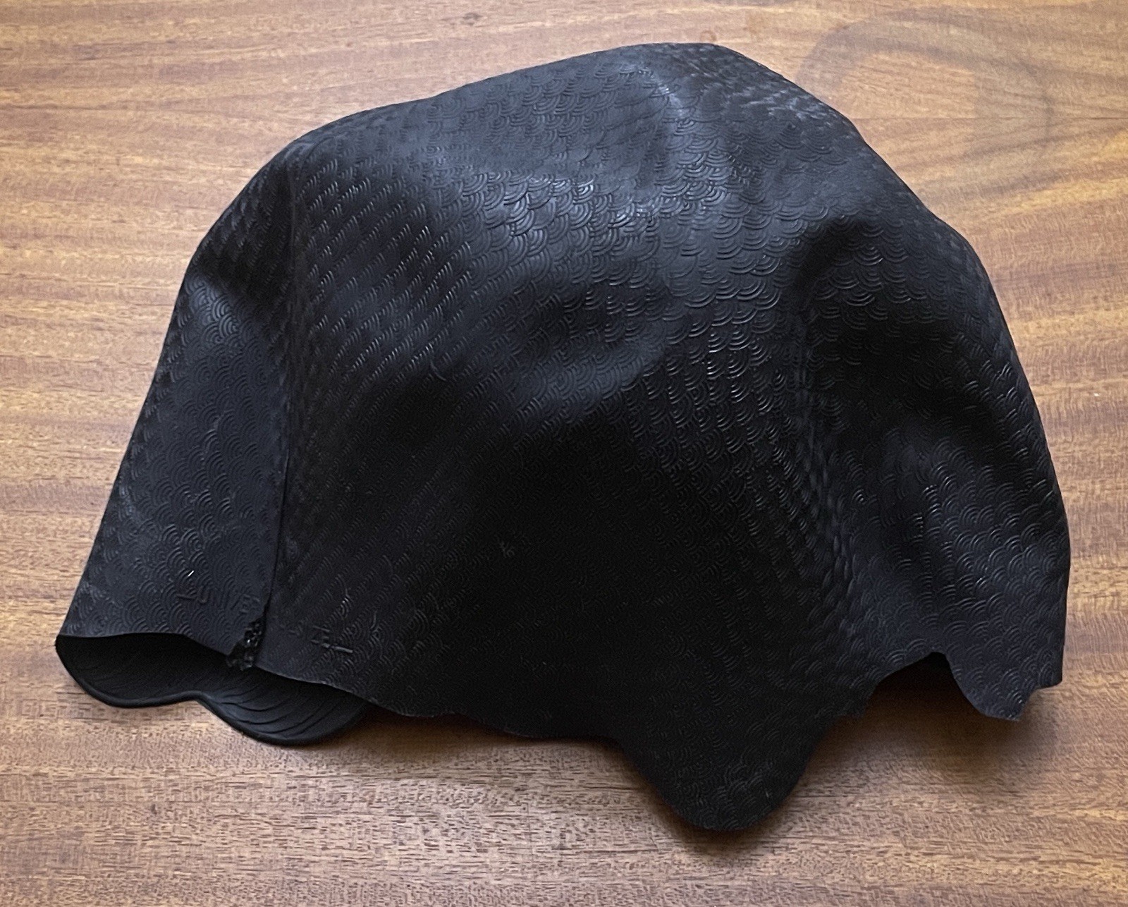 Vintage Black Rubber Swim Bathing Cap Swirl Design