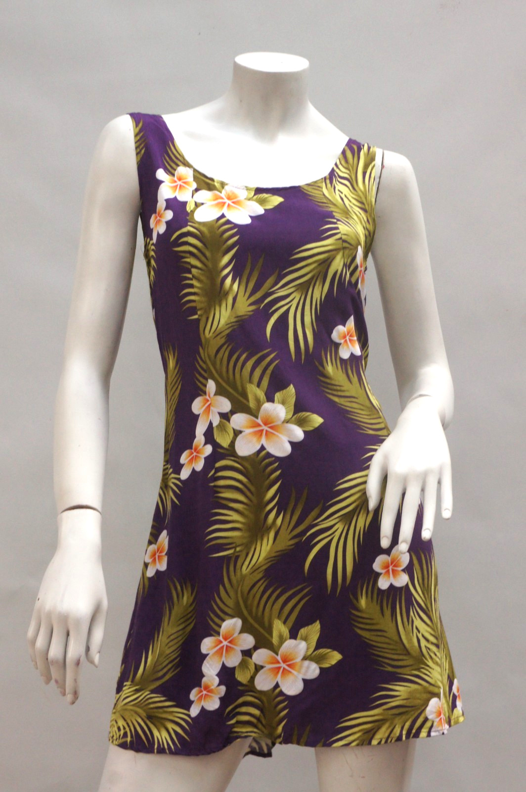 Vintage 90s Purple Tropical Floral Print Hawaii Mini Dress Size Small Boho
