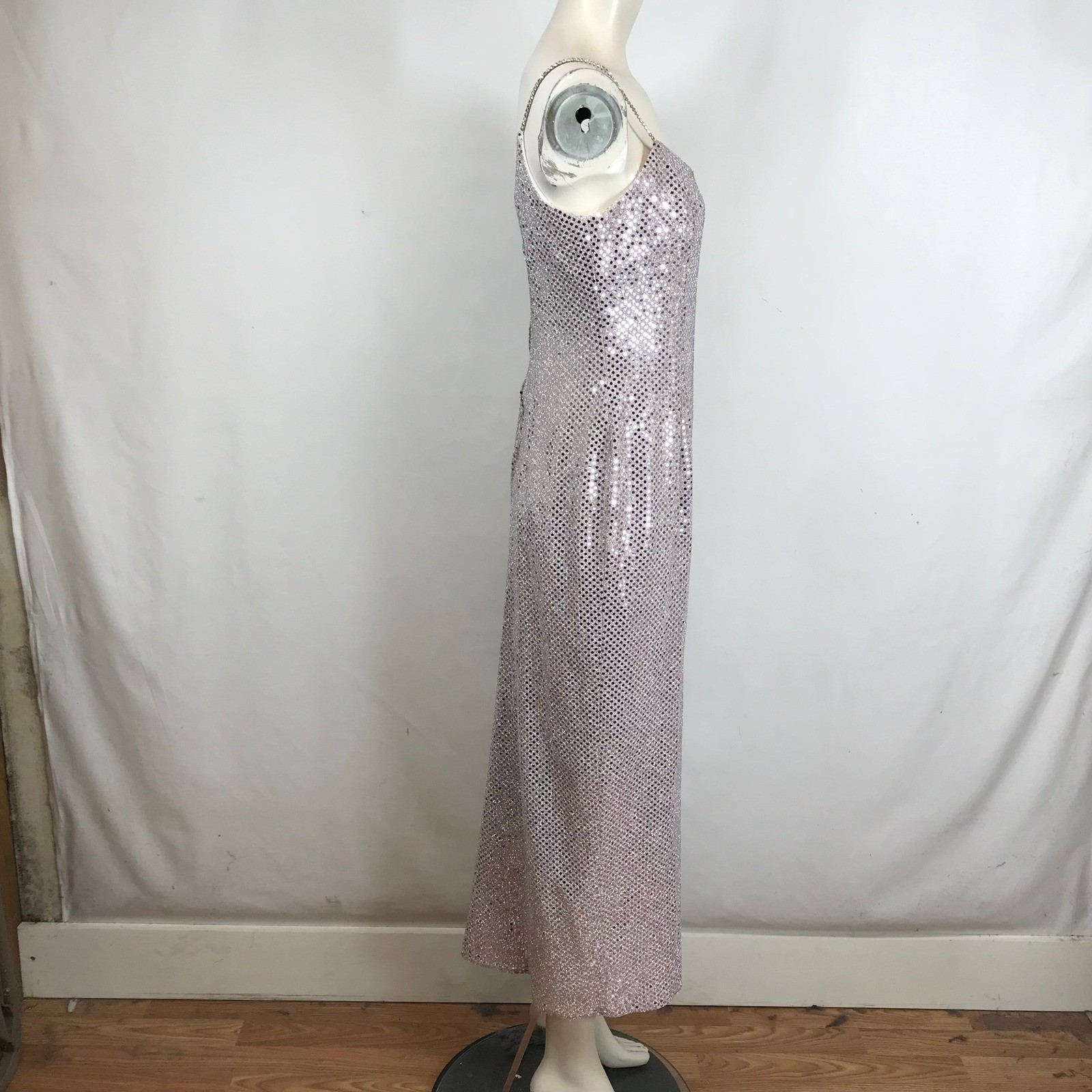 Scott McClintock VintageSequin Maxi Dress Rhinestone Straps Sz 6 Petite