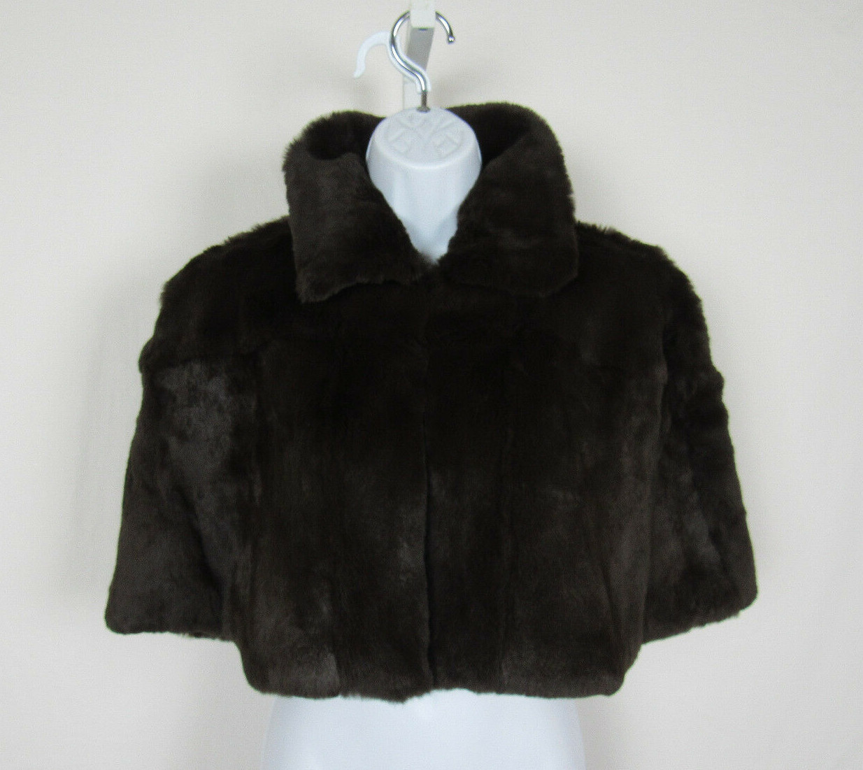 VTG 1990 2000s? NYGARD COLLECTION ANGORA RABBIT FUR CAPE PETITE 10-12 DARK MOCHA