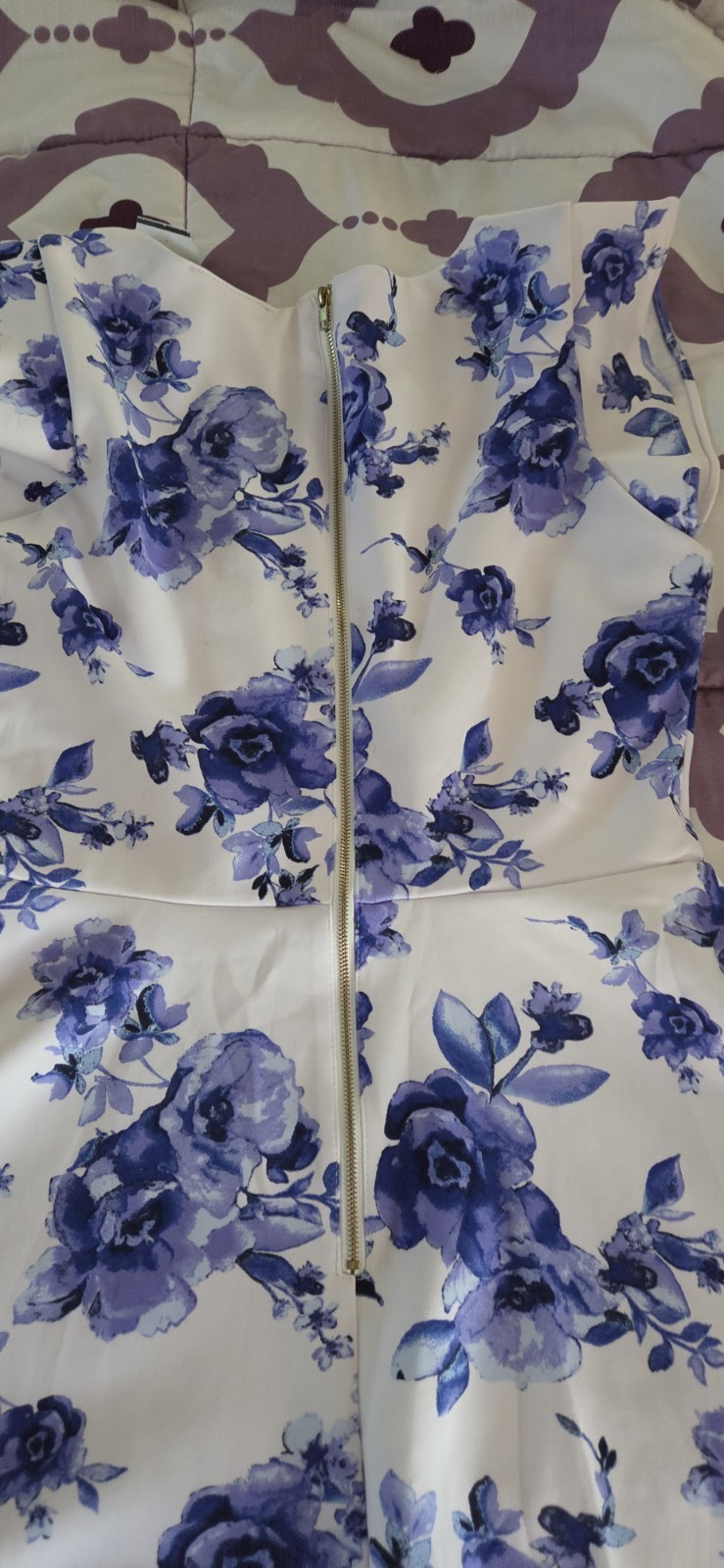 Lorna Rose Retro Style Blue Floral Fit-and-Flare Dress Back Zipper Size 7 B82