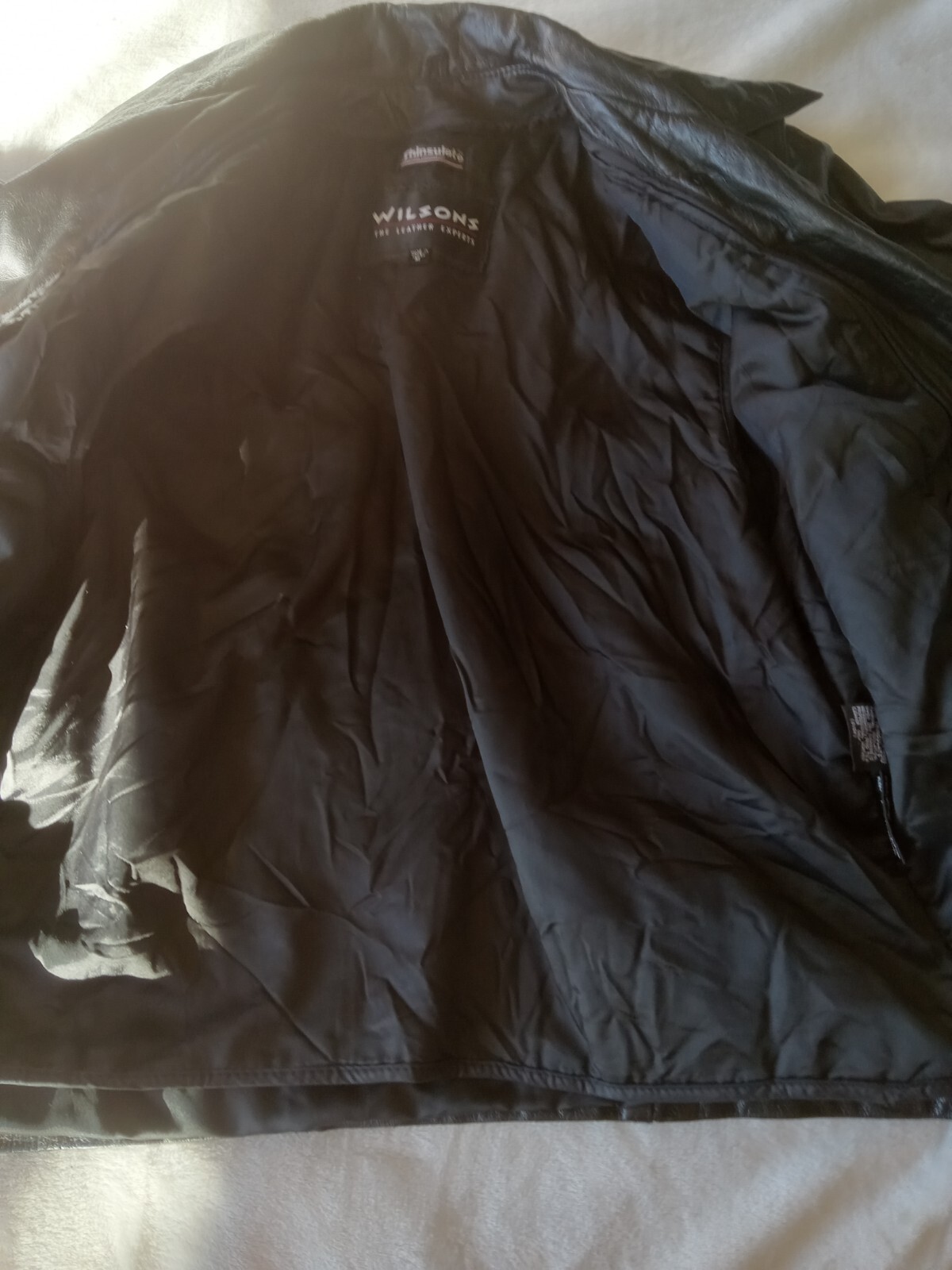 Size M, Wilsons Thinsulate 3M Thermal Insulation Black Leather Jacket, Woman’s
