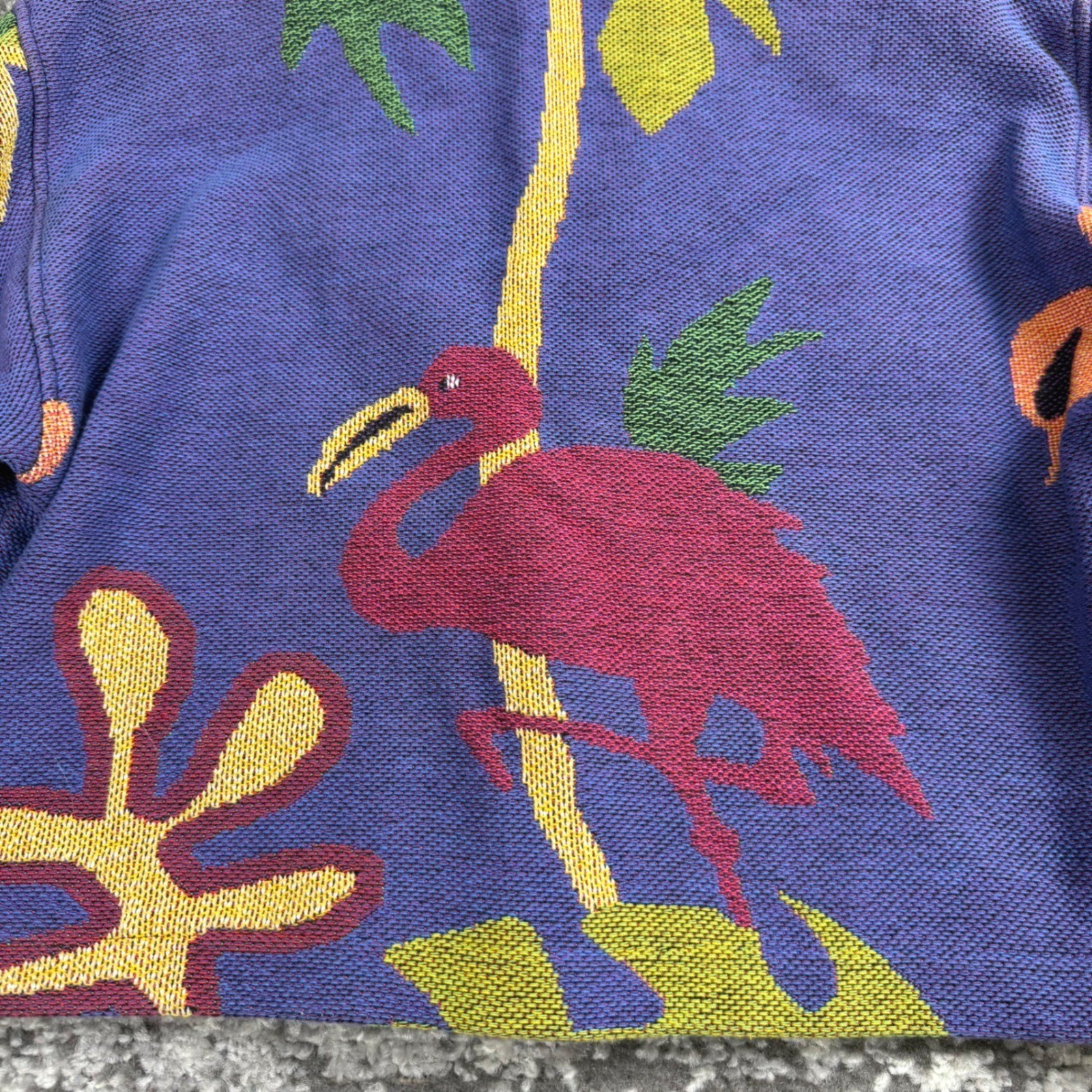 Painted Pony Tapestry Jacket Womens Large Flamingo Tropical Vintage 90s Cropped