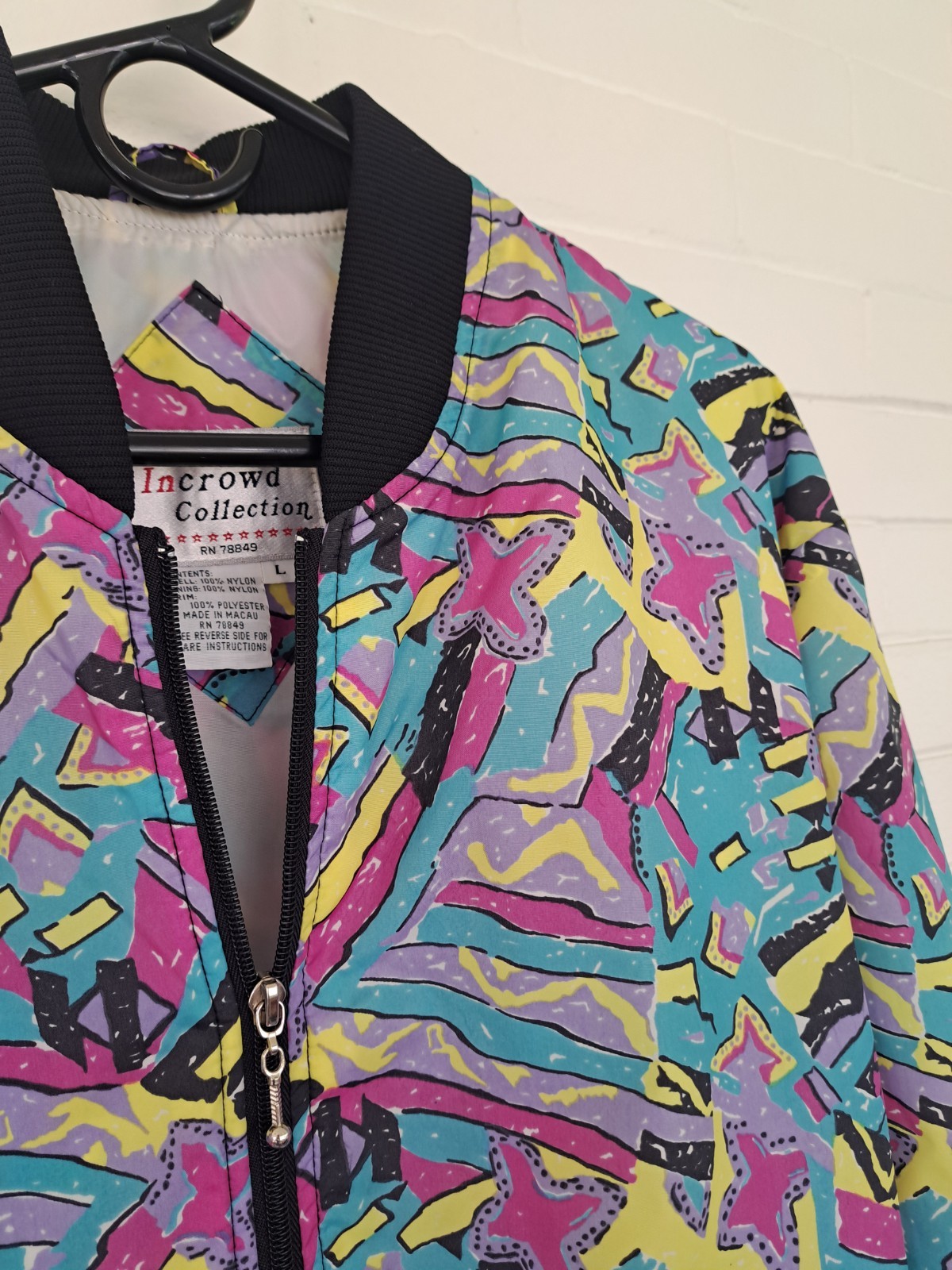 Vintage Windbreaker Bomber 1980s Stranger Things Womens Large Incrowd Collection