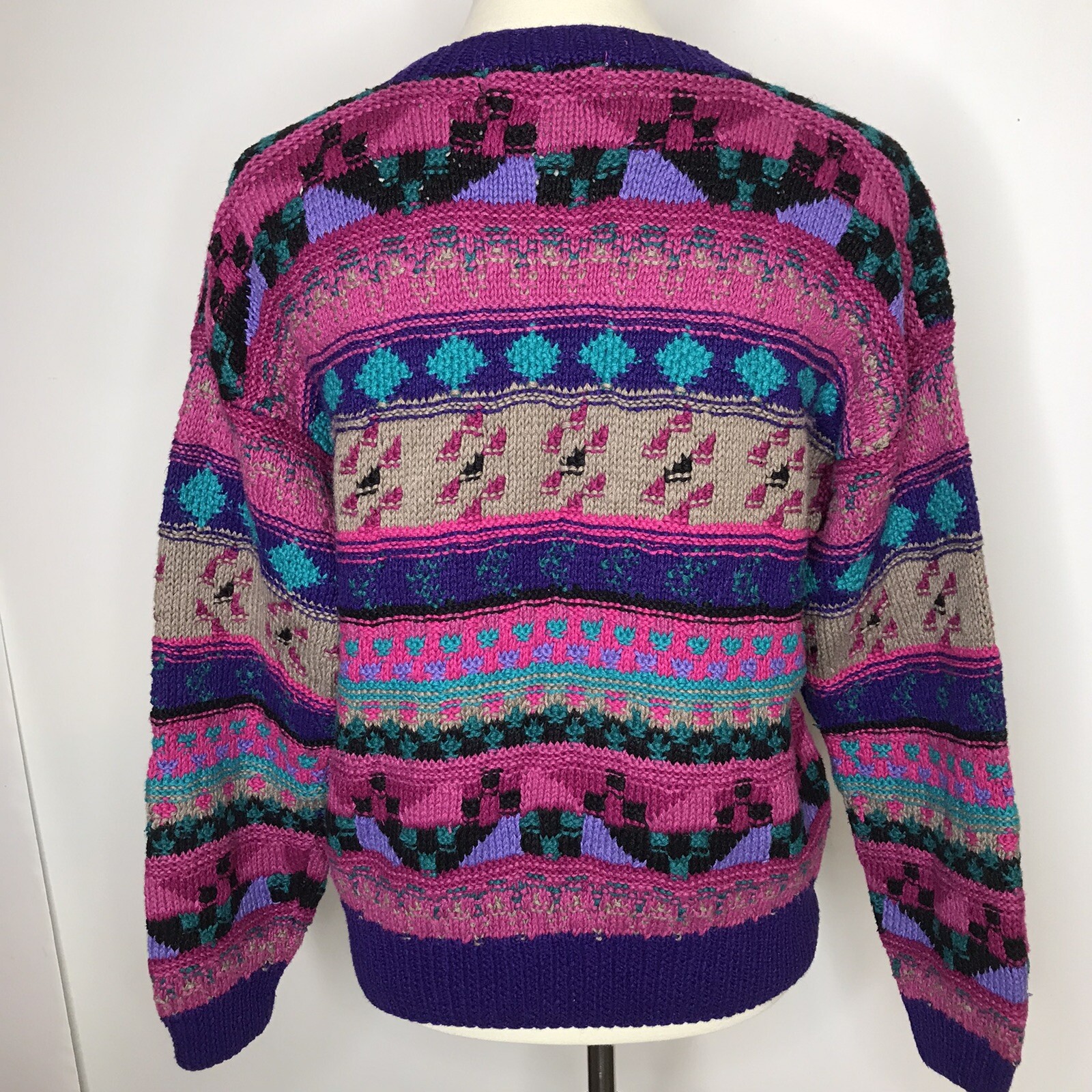 Vintage Robert Scott Ltd. Sweater Multicolor Fairy Kei Kawaii Ramie Cotton L