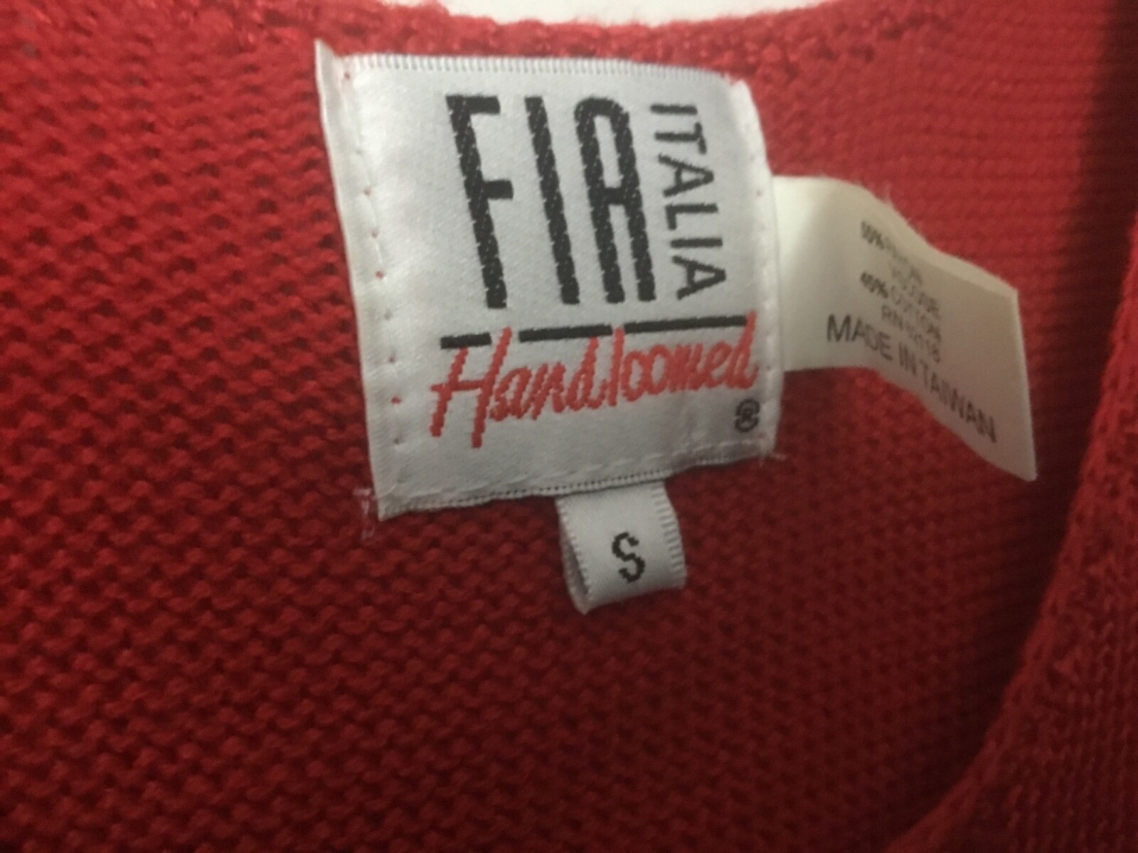 Red Fia Italia Handloomed Sweater Shell 2 Piece Set S Cardigan Vintage 80s EUC